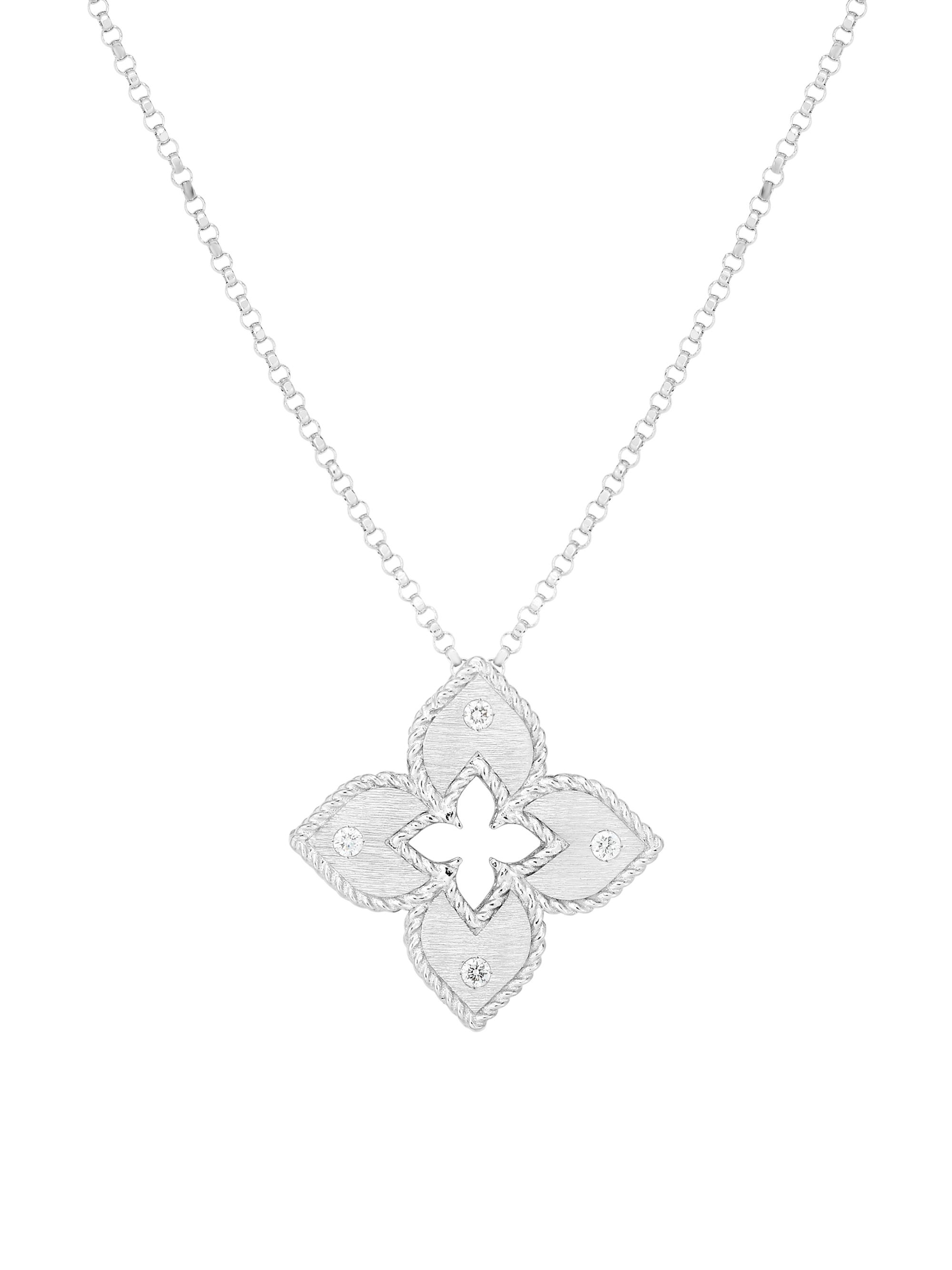 Roberto Coin Petite Venetian 18K White Gold Diamond Pendant