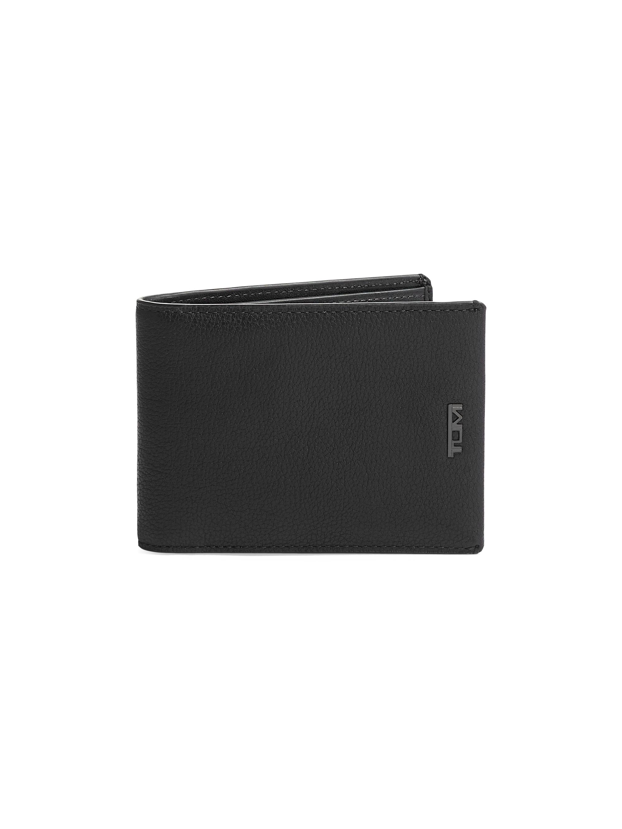 TUMI Men's Nassau Leather Double Billfold Wallet - Black Texture