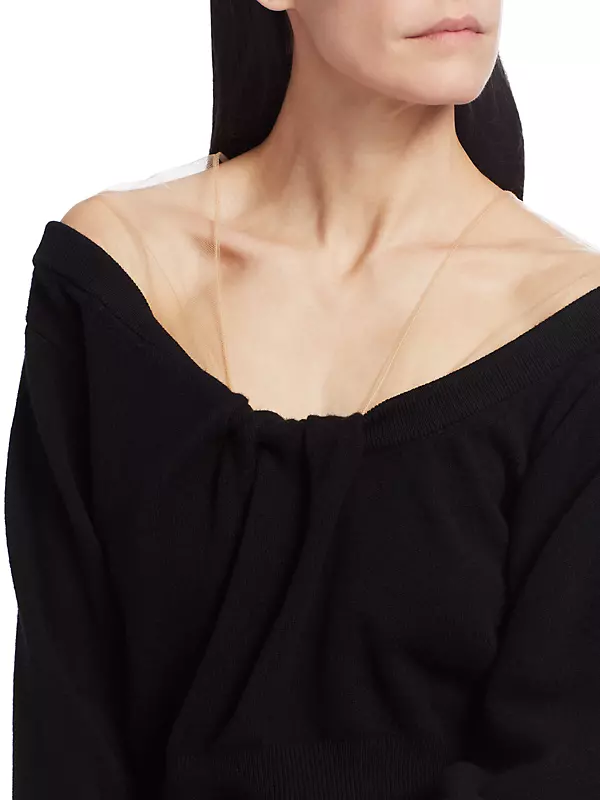 Cropped Off-The-Shoulder Wool-Blend Sweater