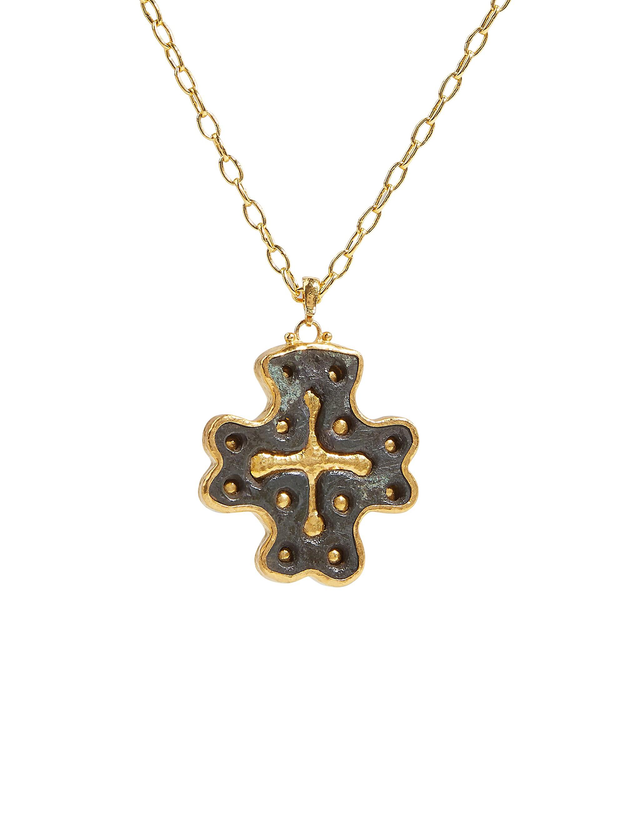 Gurhan Women's Antiquities 18K, 22K & 24K Yellow Gold Bronze Cross Pendant Necklace - Gold