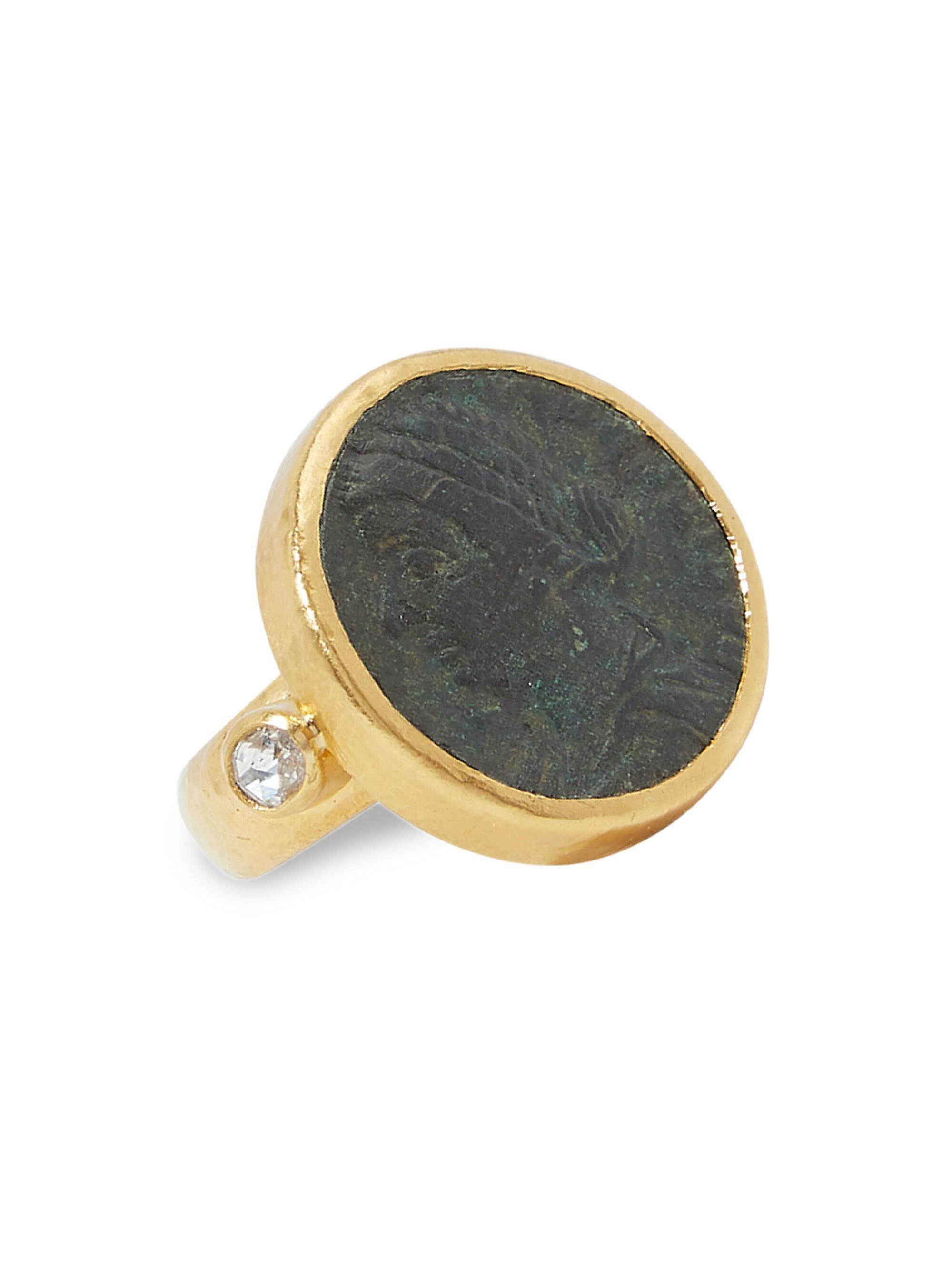 Gurhan Women's Antiquities 24K Yellow Gold, Roman Coin & Diamond Ring - Gold