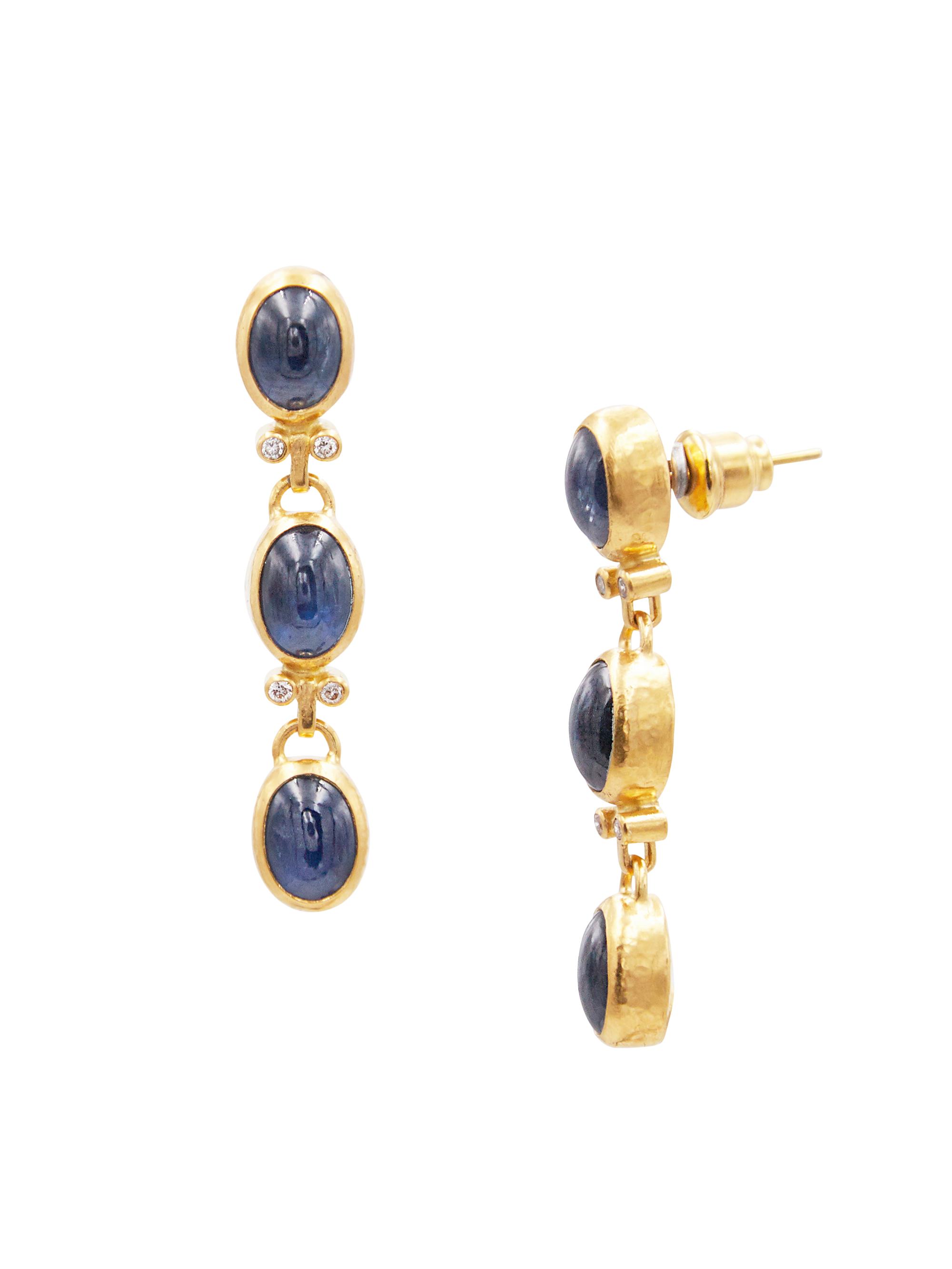 Gurhan Women's Rune 24K Yellow Gold, Blue Sapphire, & 0.144 TCW Diamond Drop Earrings - Blue