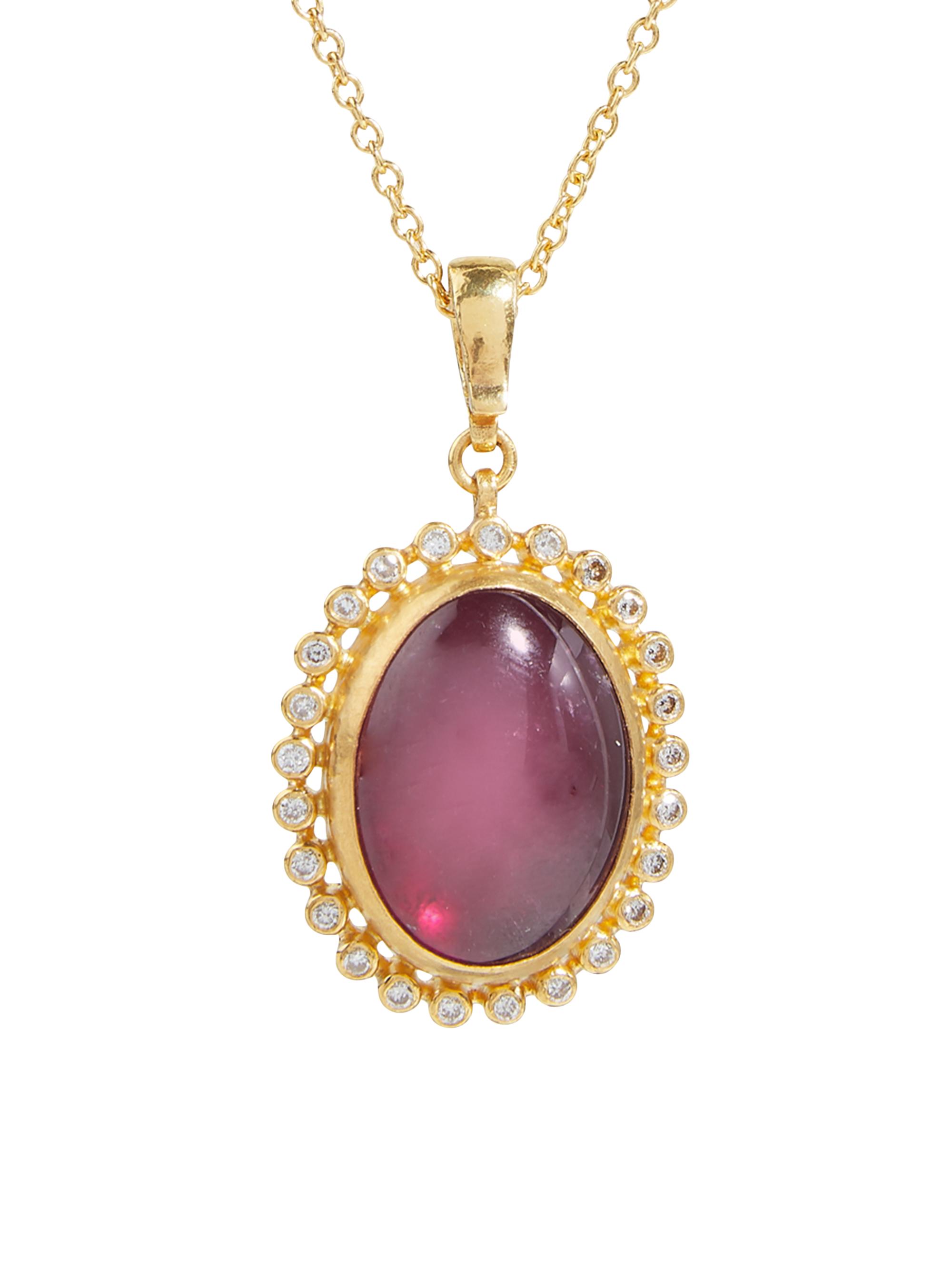 Gurhan Women's Luxe 22K & 24K Yellow Gold, Pink Tourmaline, & Diamond Pendant Necklace - Pink