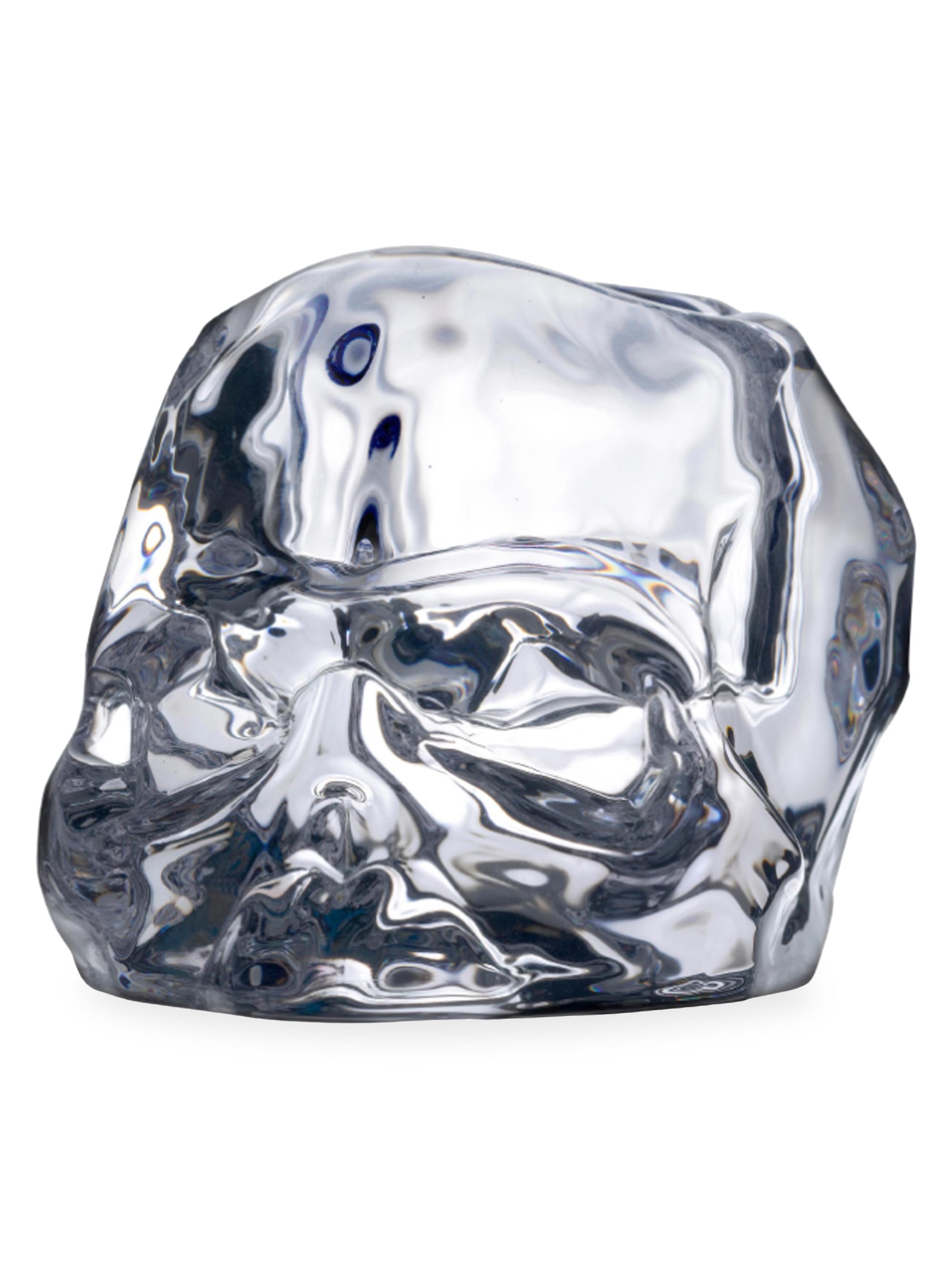 Nude Glass Memento Mori Faceted Clear Skull Tealight Holder - Clear
