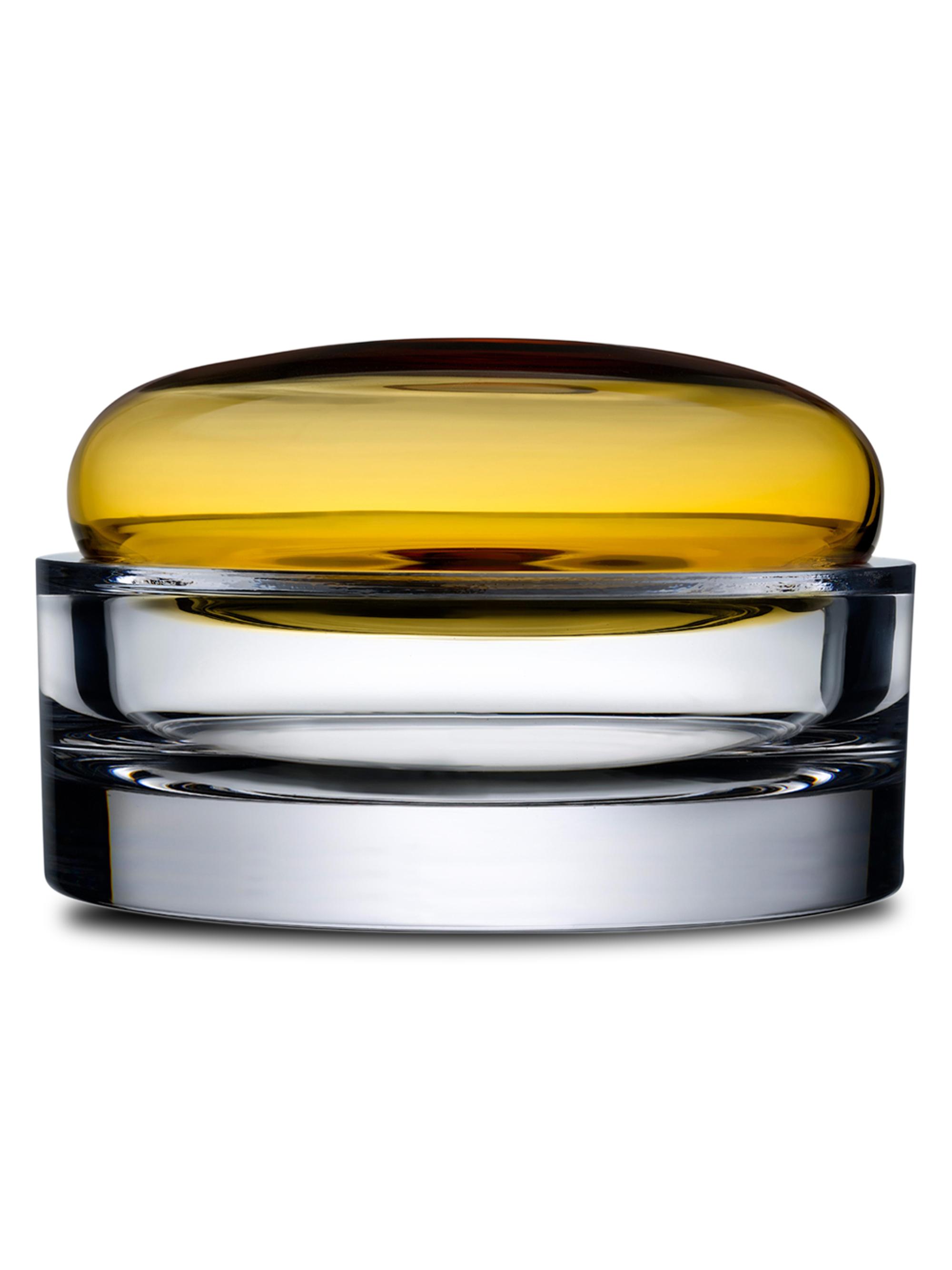 Nude Glass Ecrin Medium Glass Lidded Vessel Storage Box - Amber