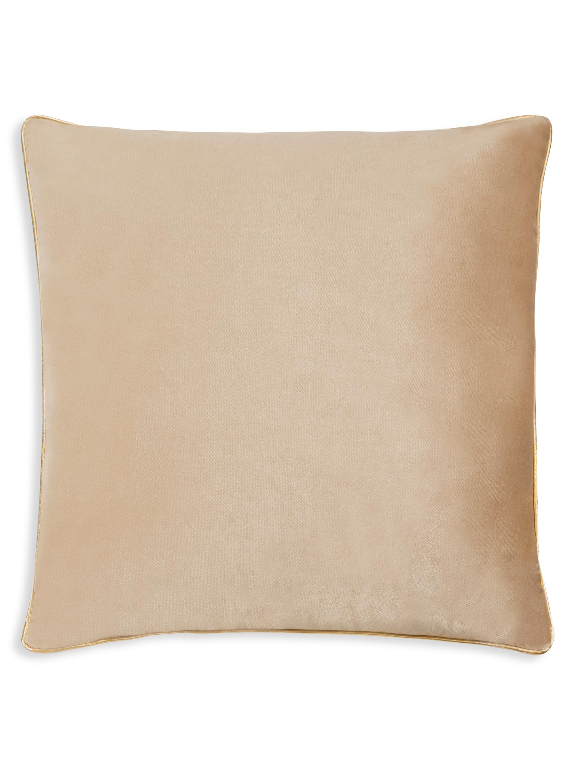 Callisto Home Metallic Piped Velvet Pillow - Beige Gold