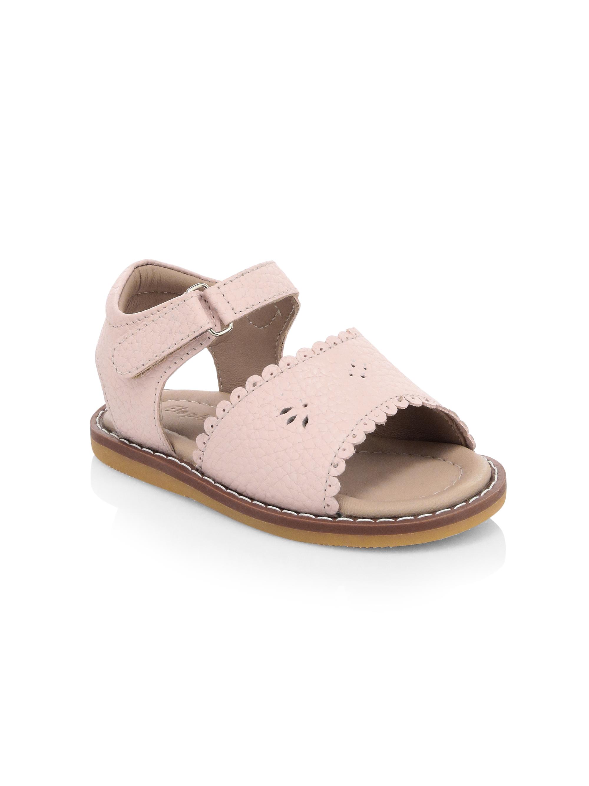 Elephantito Baby Girl's Scallop Leather Sandals - Pink 4 (Baby)