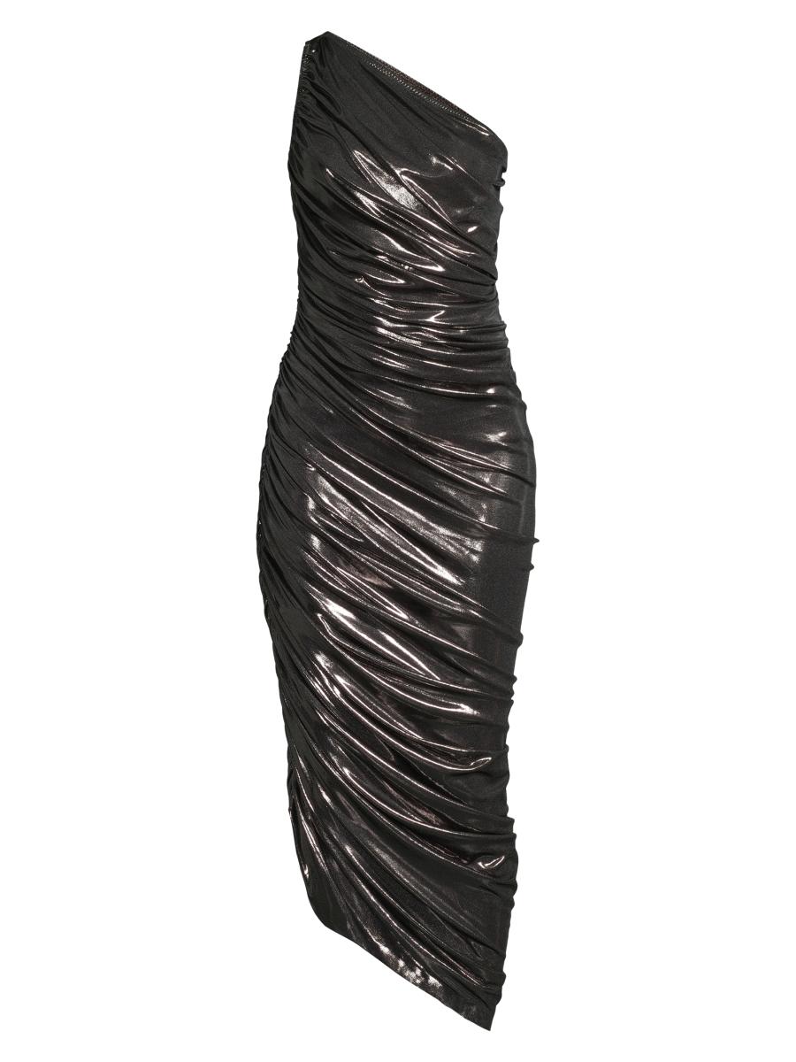 Norma Kamali ​Diana Metallic Ruched One-Shoulder Gown | Saks Fifth