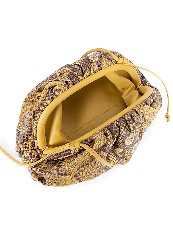 Shop Bottega Veneta Small The Pouch Python-Embossed Leather Shop Bottega Veneta Small The Pouch Python-Embossed Leather