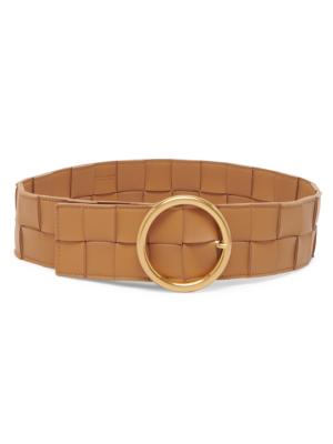 Bottega Veneta raffia buckle belt - Orange