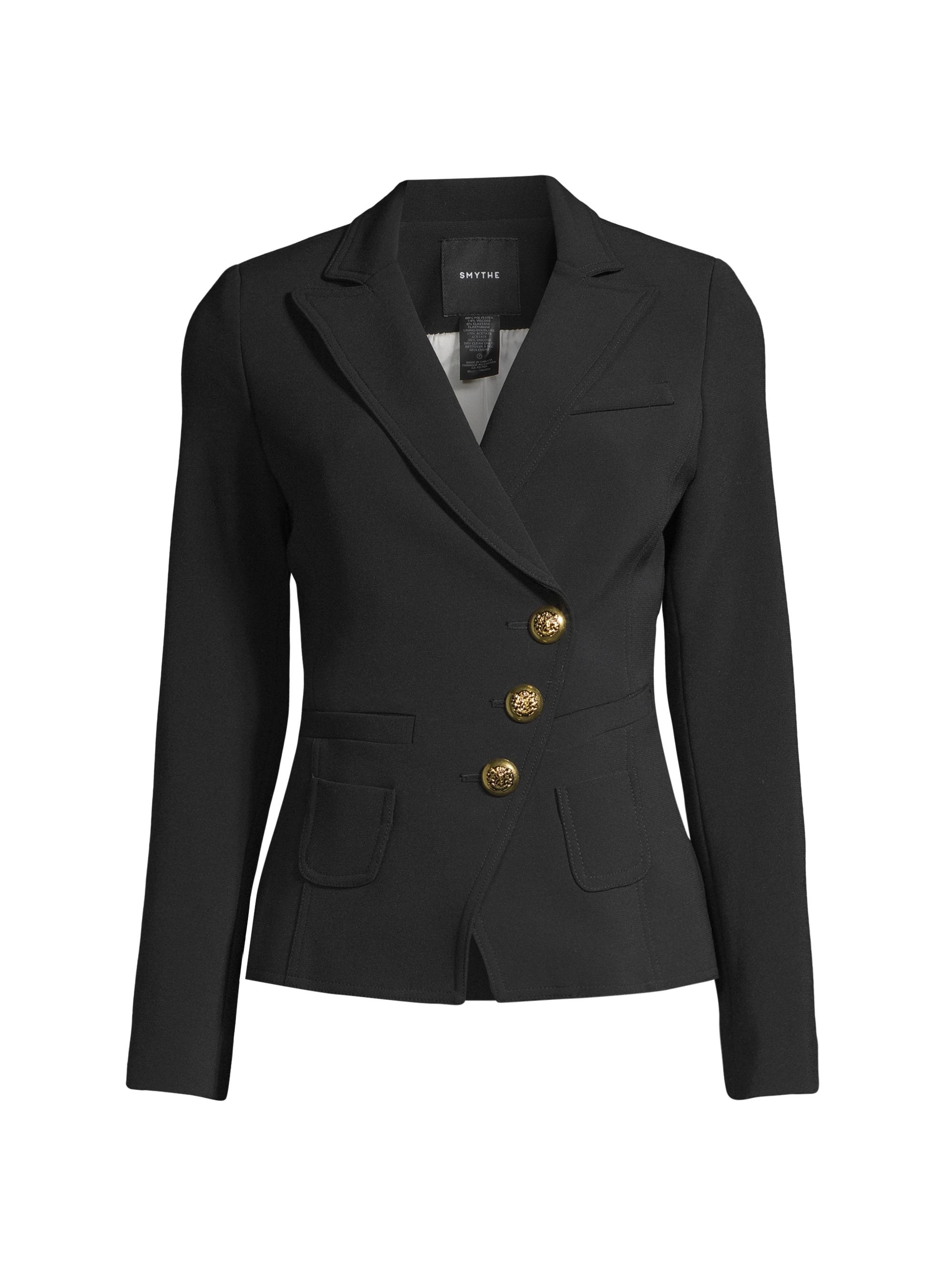 Smythe Women's Asymmetrical Wrap Blazer - Black