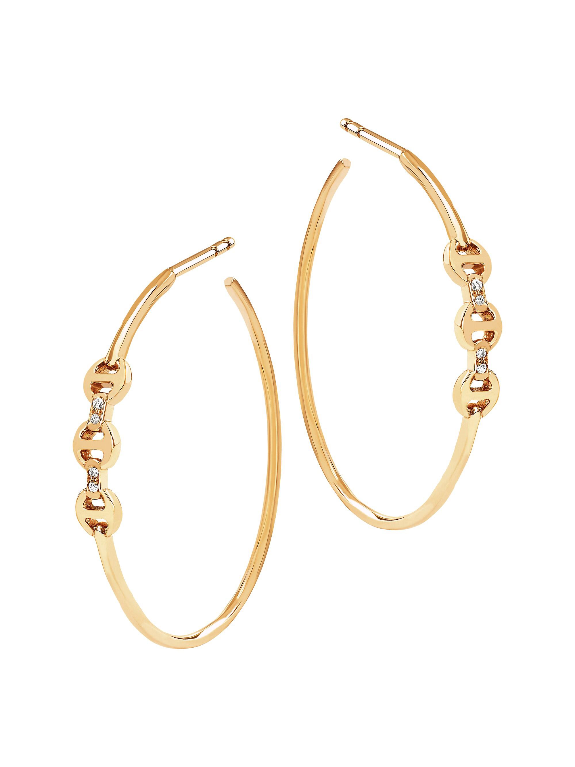 Hoorsenbuhs Women's Tri-Link 18K Yellow Gold & Diamond Mini Hoop Earrings - Gold