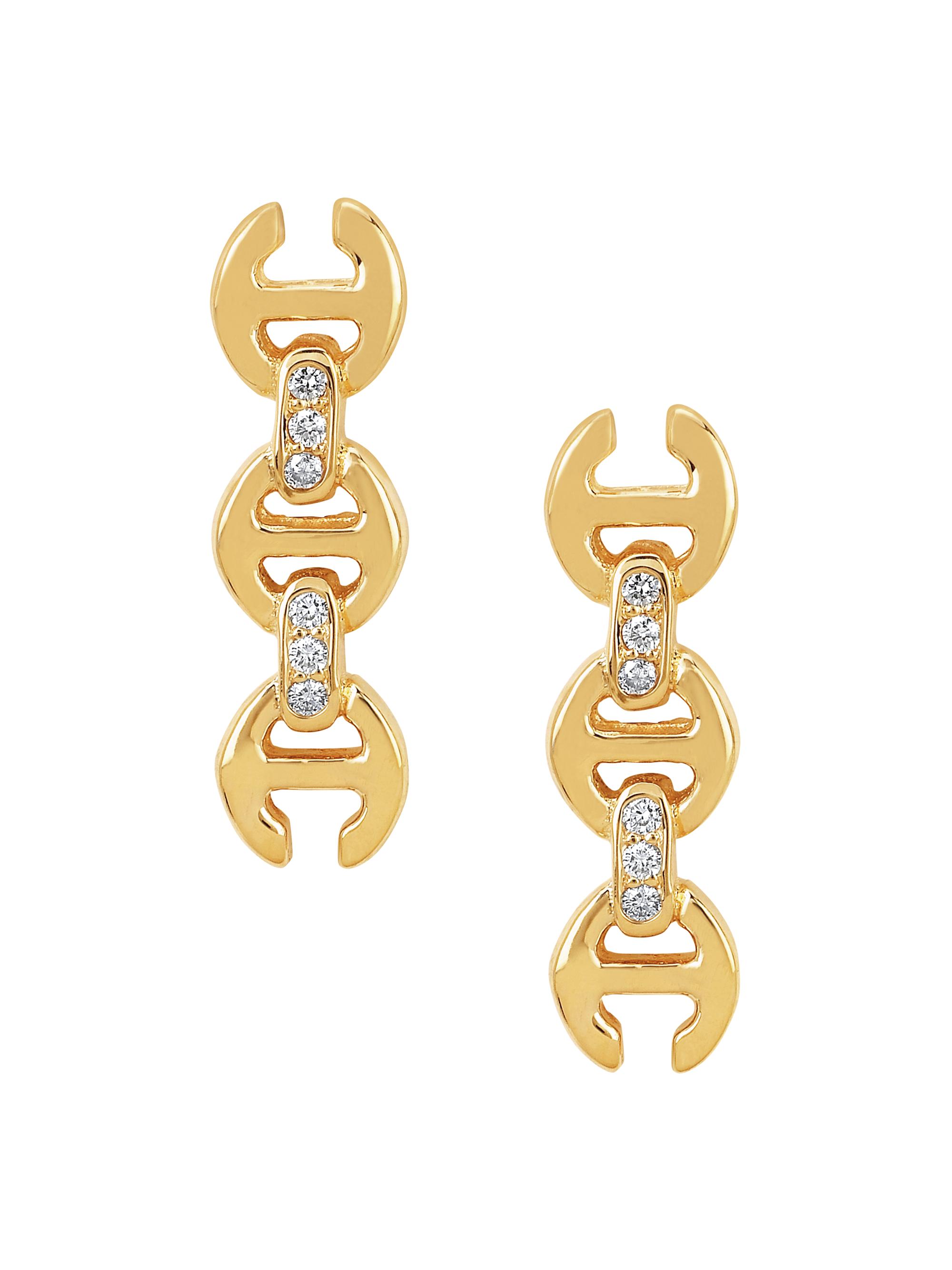 Hoorsenbuhs Women's Tri-Link 18K Yellow Gold & Diamond Stud Earrings - Gold