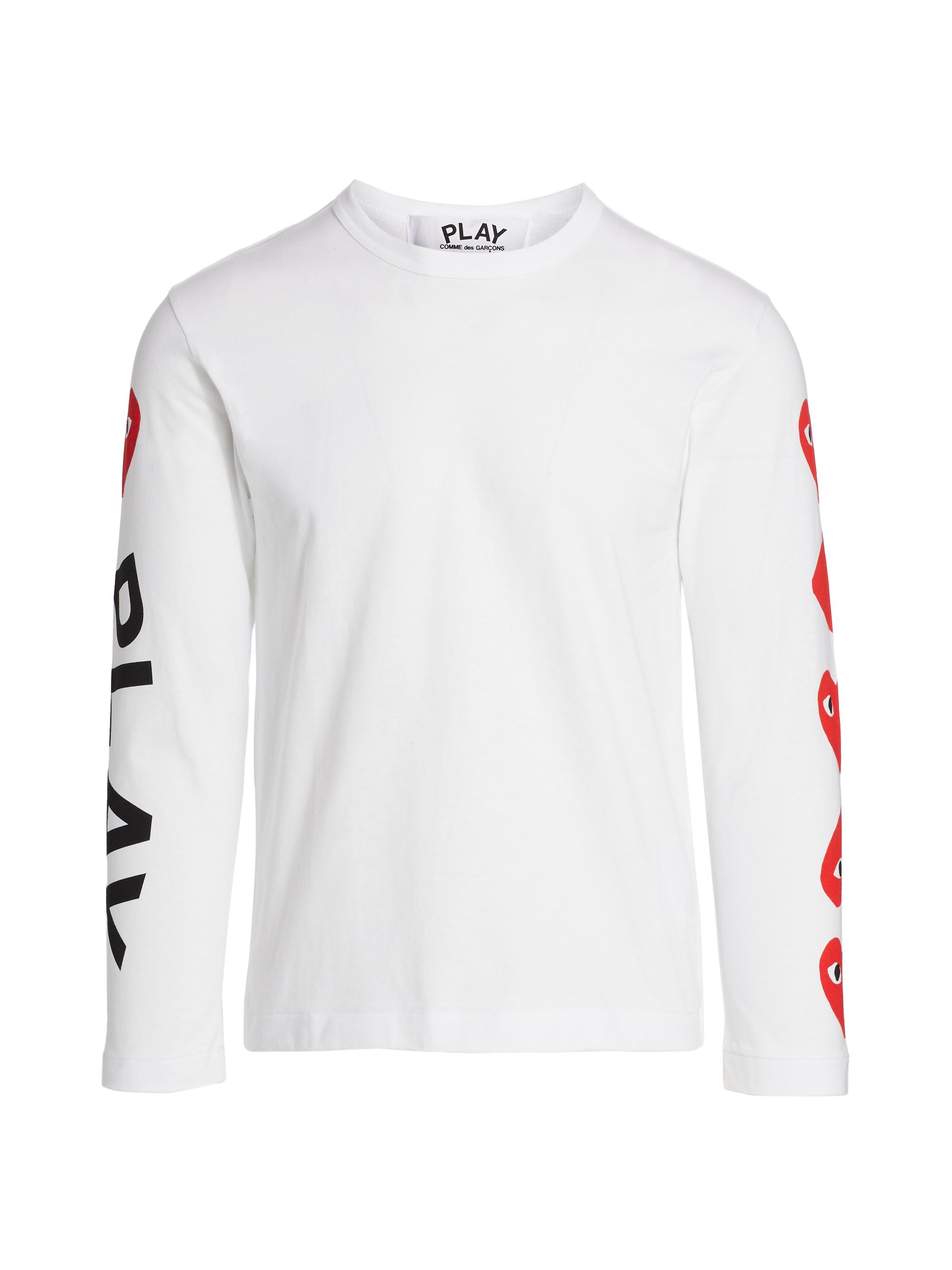 Comme des Garçons PLAY Men's Multi-Heart Long-Sleeve T-Shirt - White