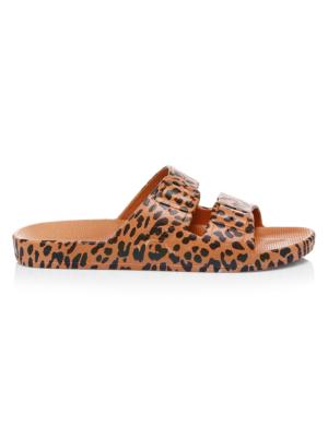 Freedom Moses Women's Leopard-Print Two-Strap Slides - Toffee  Sandals