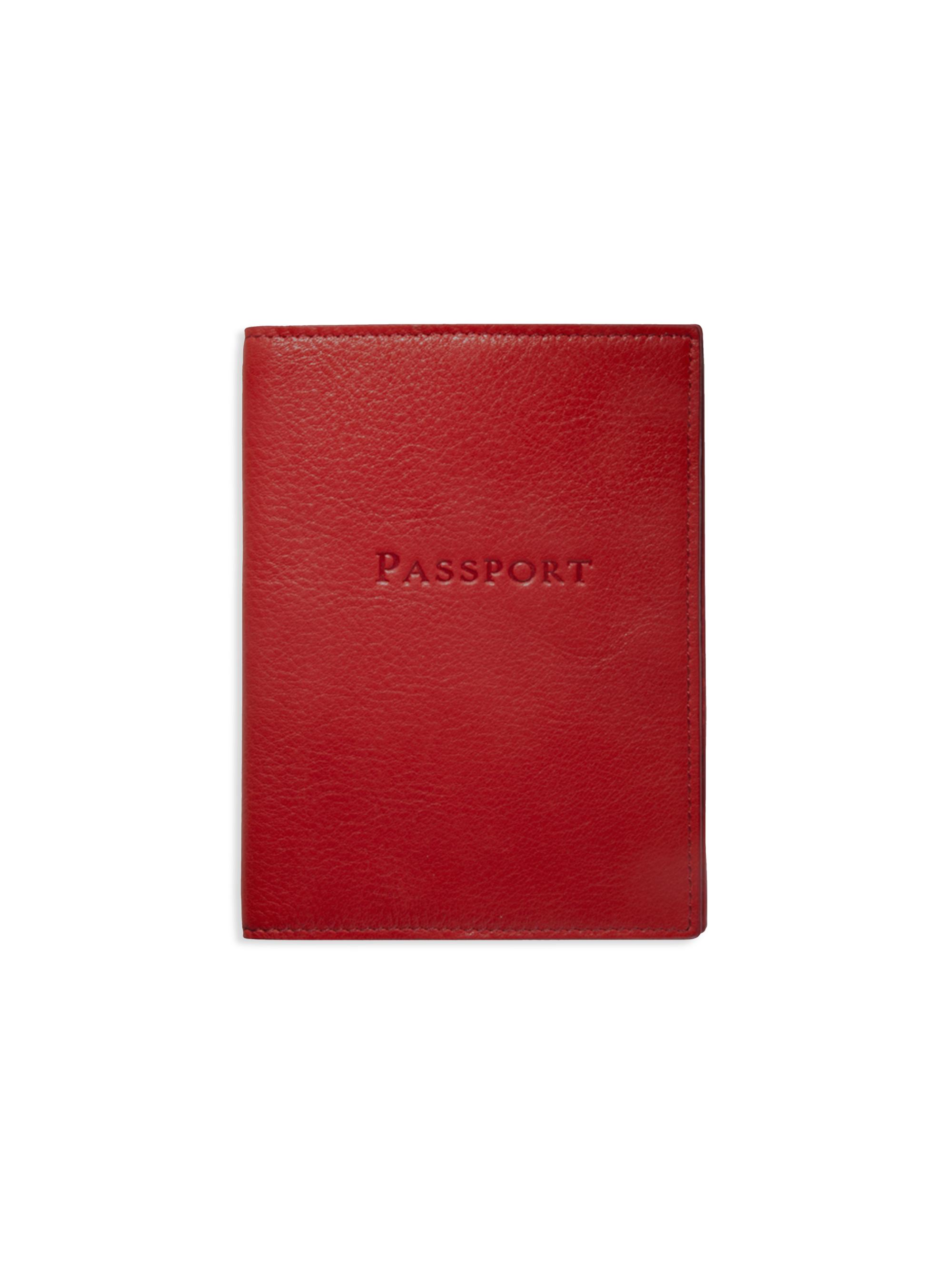 Graphic Image Traditional Leather Passport Holder - Red