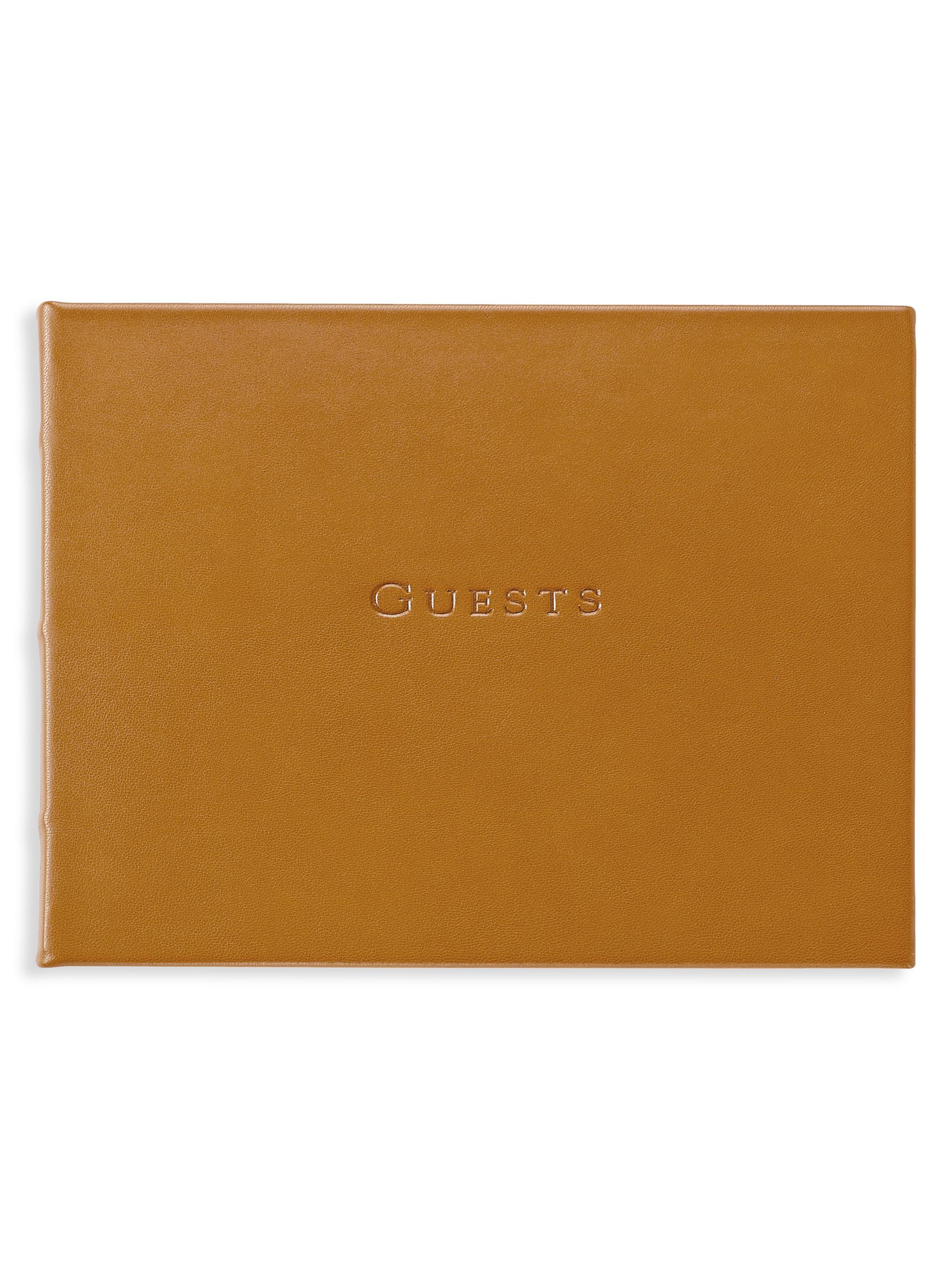 Graphic Image Traditional Leather Guest Book - British Tan