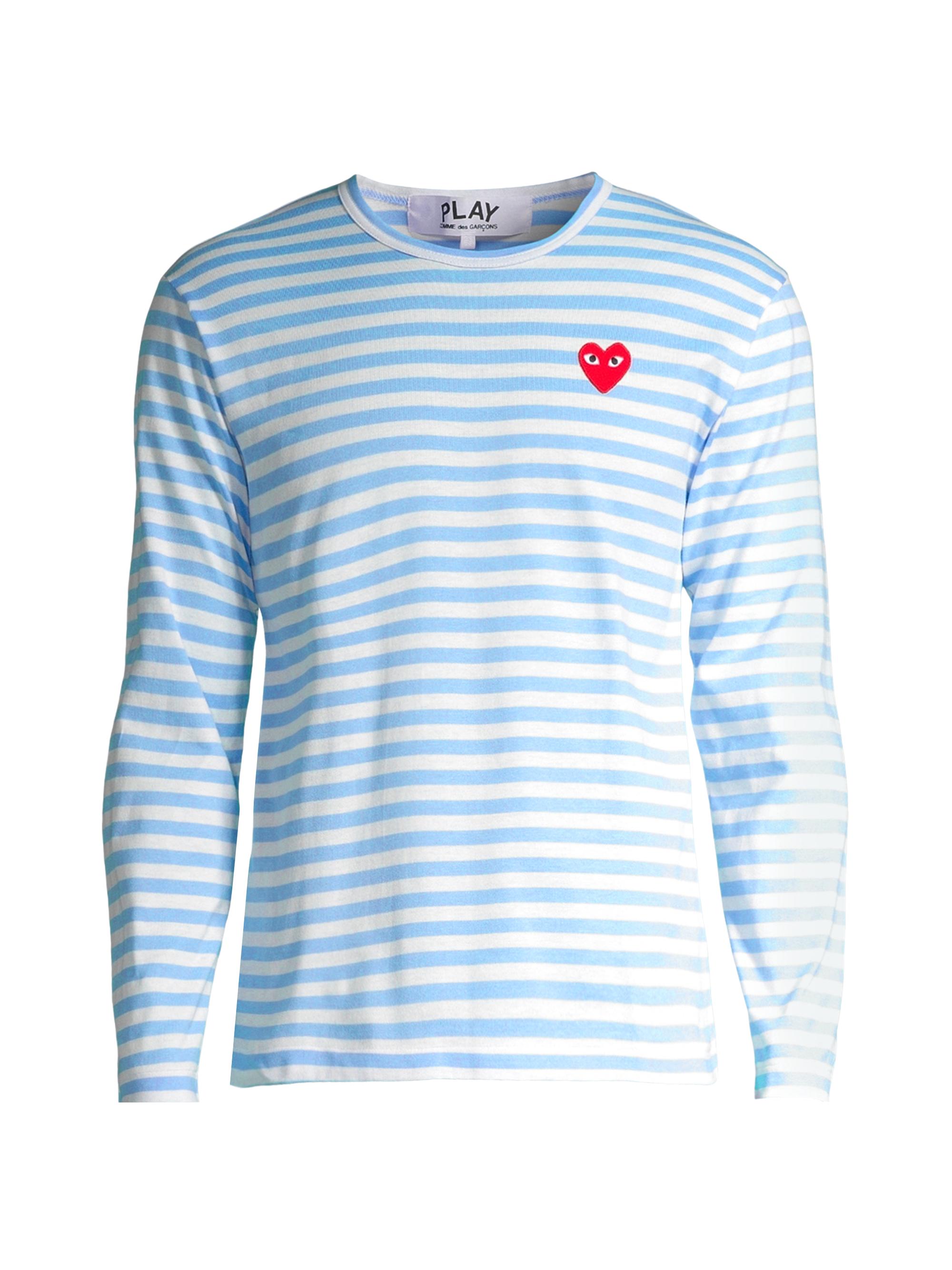 Comme des Garçons PLAY Men's Striped Long-Sleeve Top - Pink