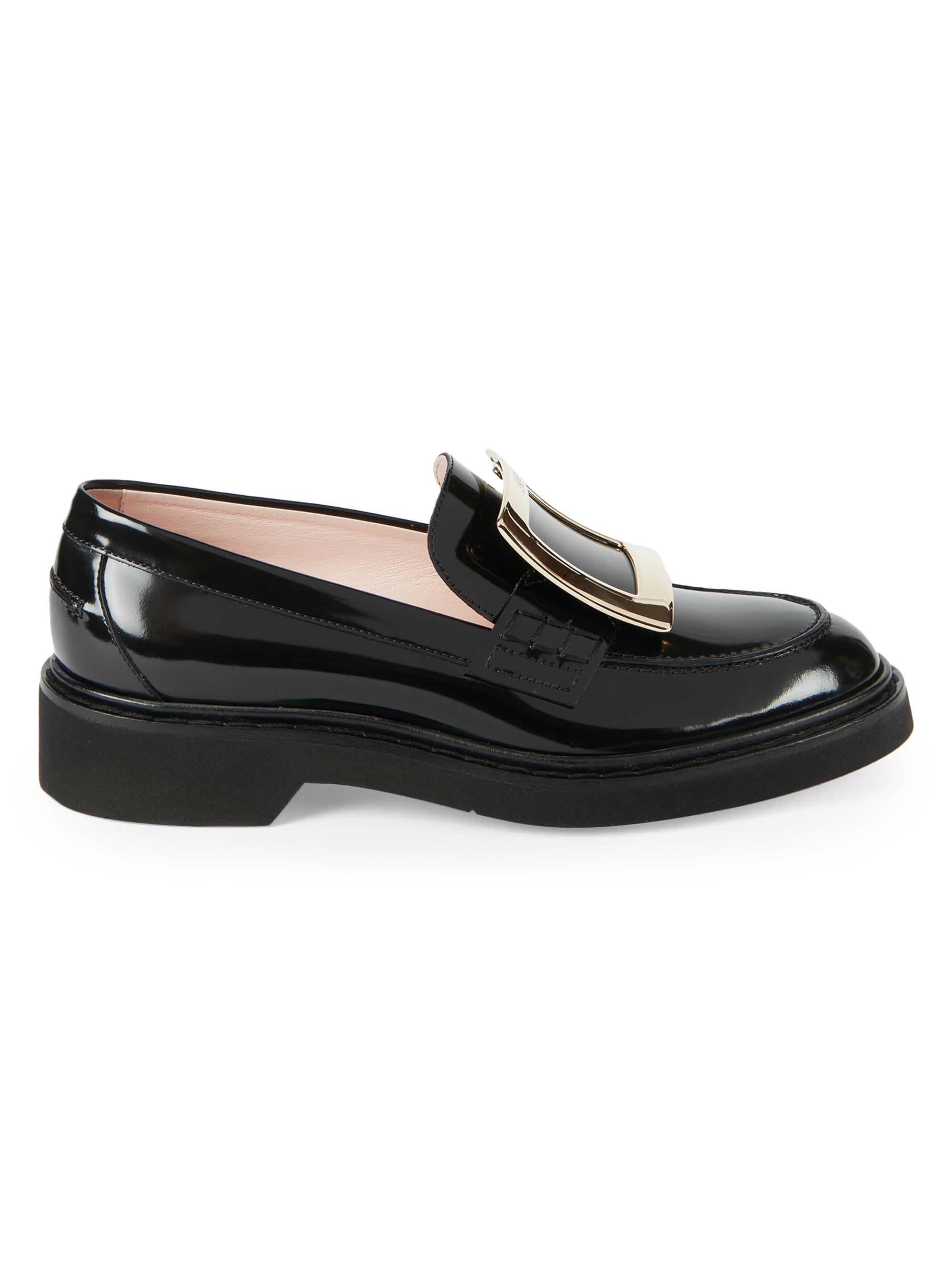 Roger Vivier Women's Viv Rangers Patent Leather Loafers - Black