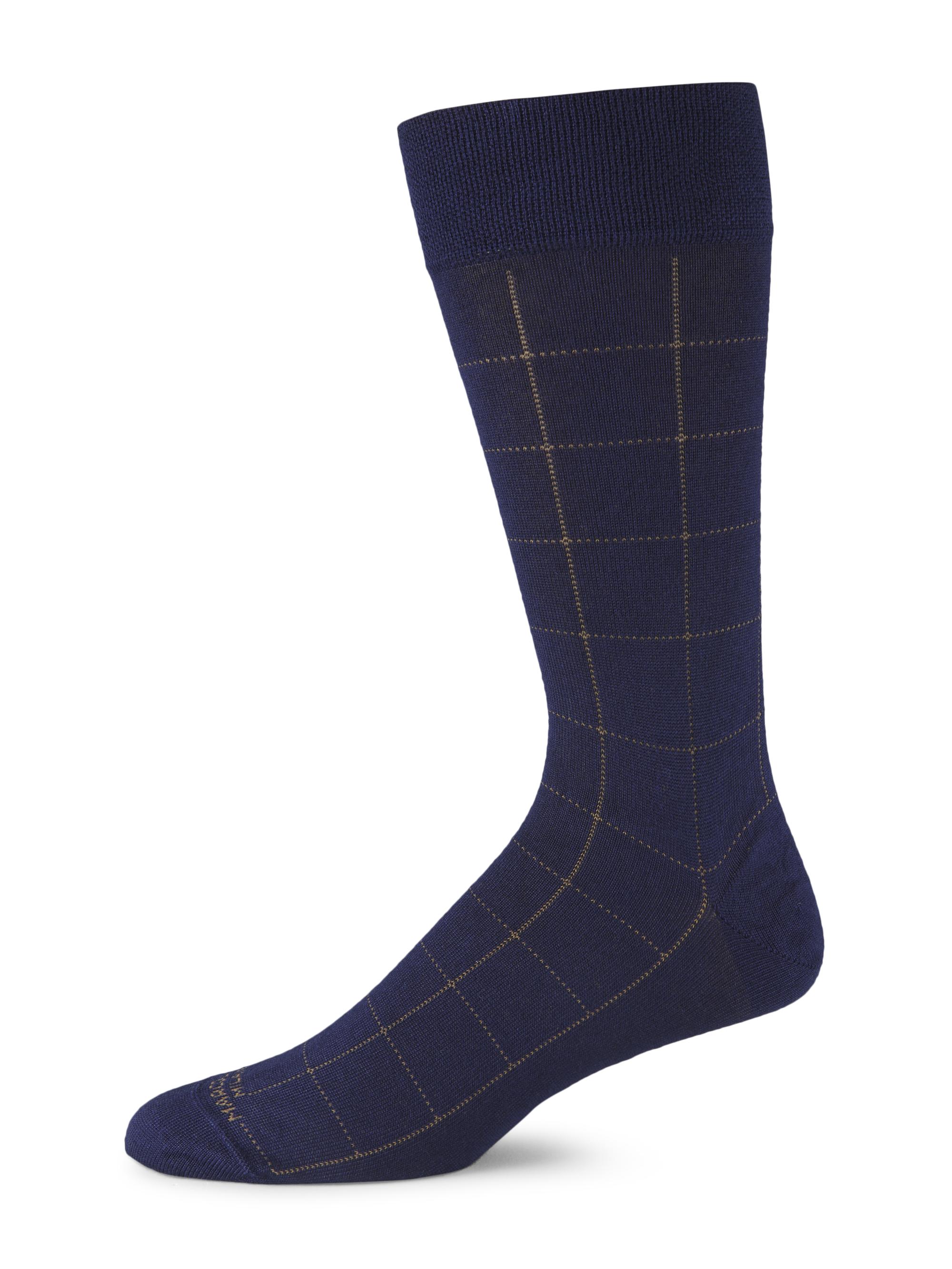 Marcoliani Men's Windowpane Check Modal Socks - Asphalt