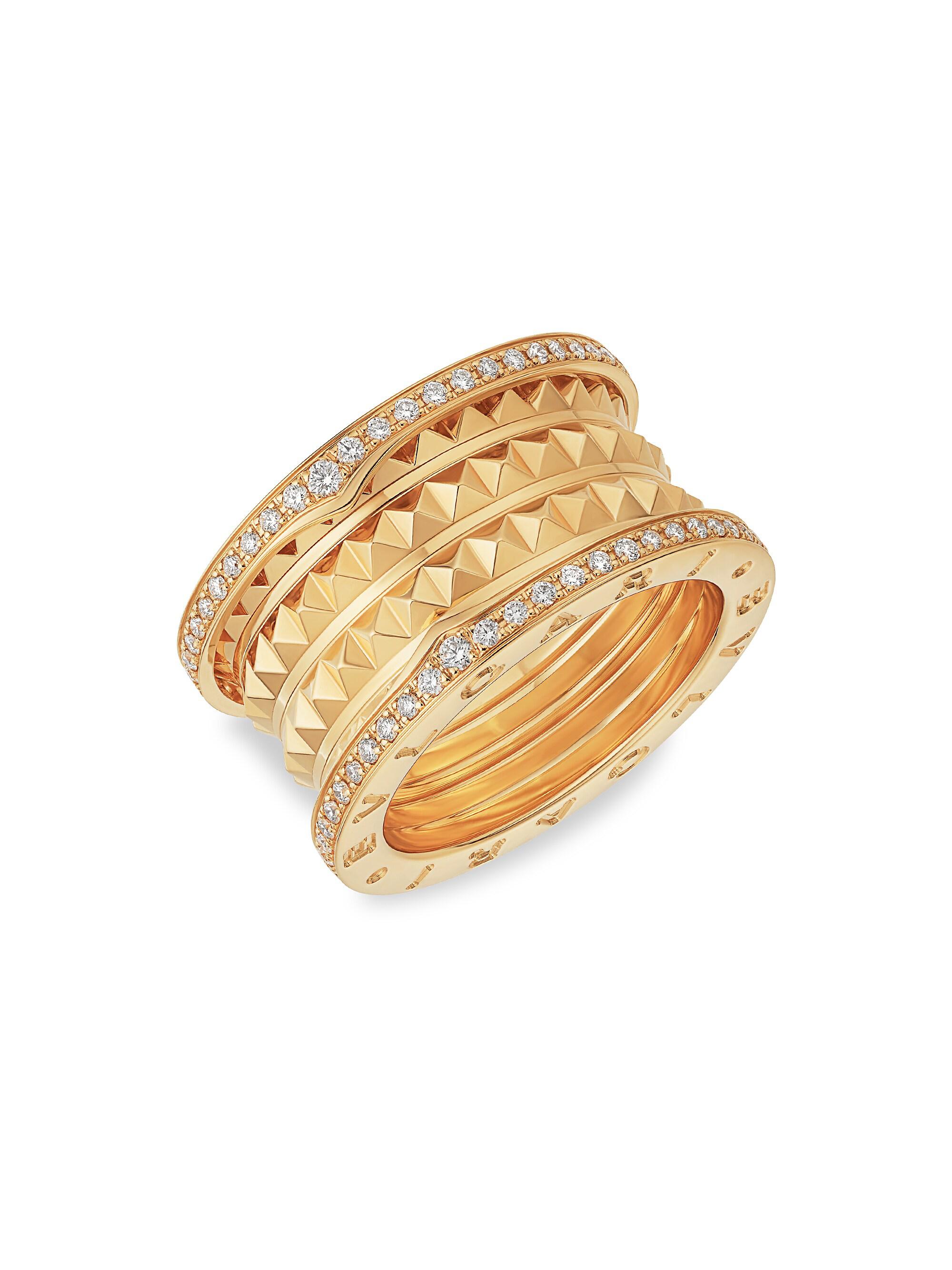BVLGARI Women's B. zero1 Rock 18K Yellow Gold & Diamond 4-Band Ring - Gold