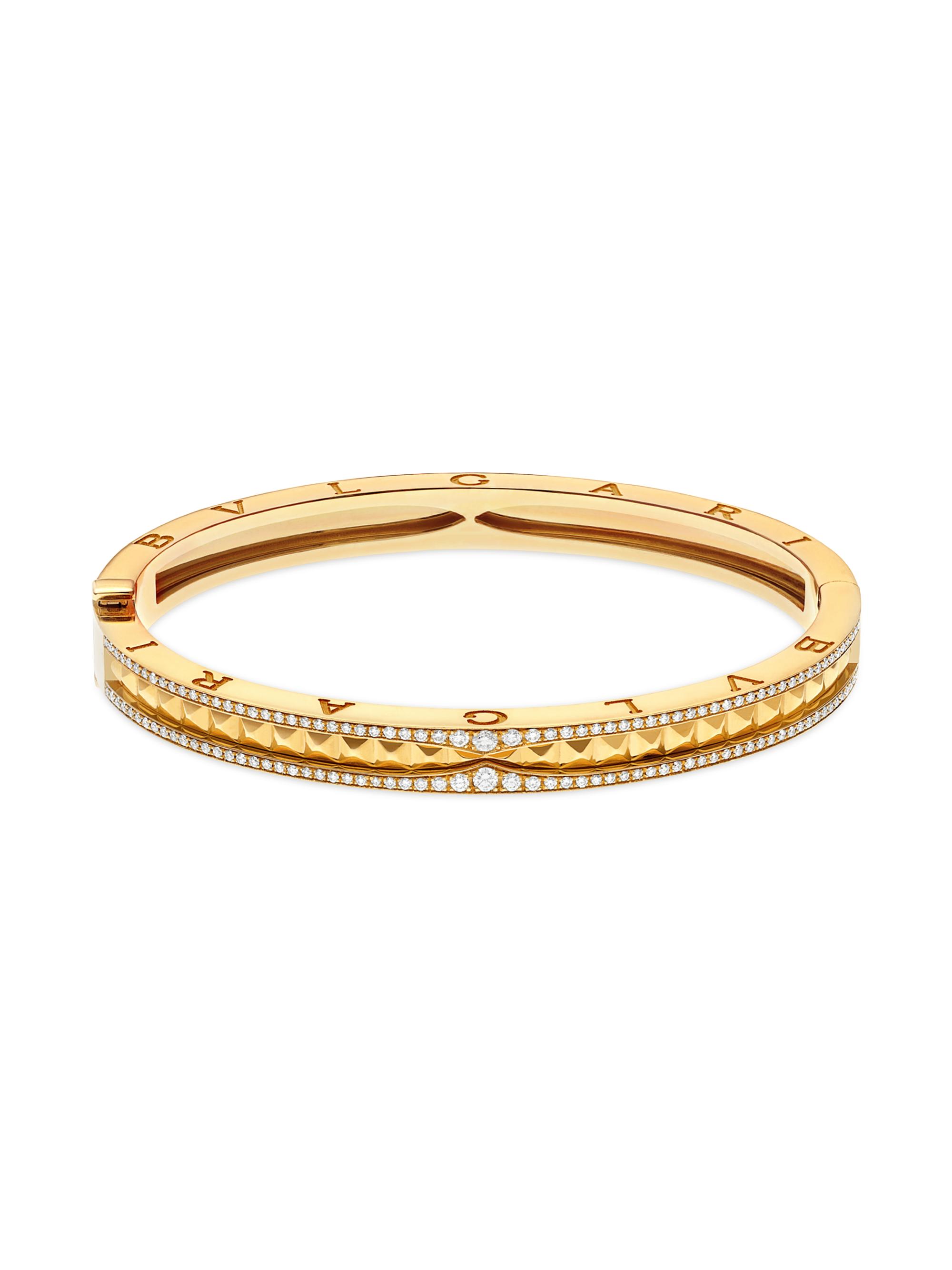 BVLGARI B.zero1 Rock 18K Yellow Gold & Diamond Hinged Bangle