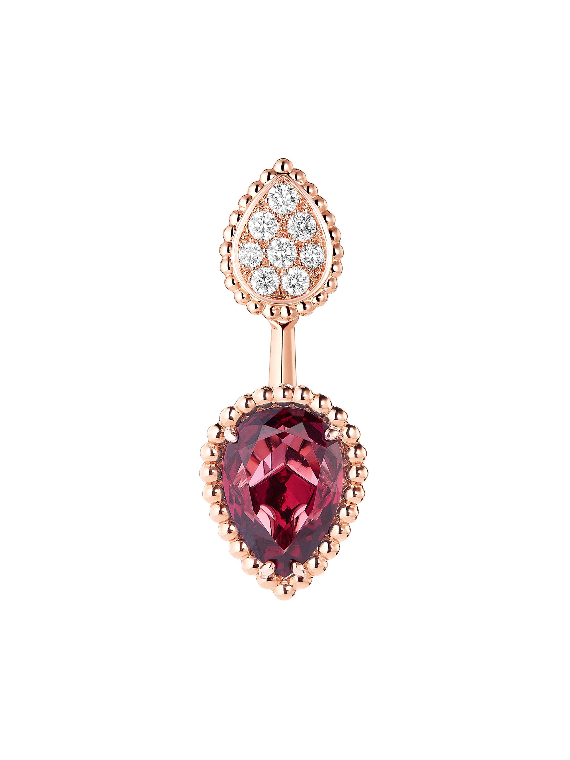 Boucheron Women's Serpent Bohème 18K Rose Gold, 2.20 TCW Diamond & Garnet Single Stud Earring - Pink Gold
