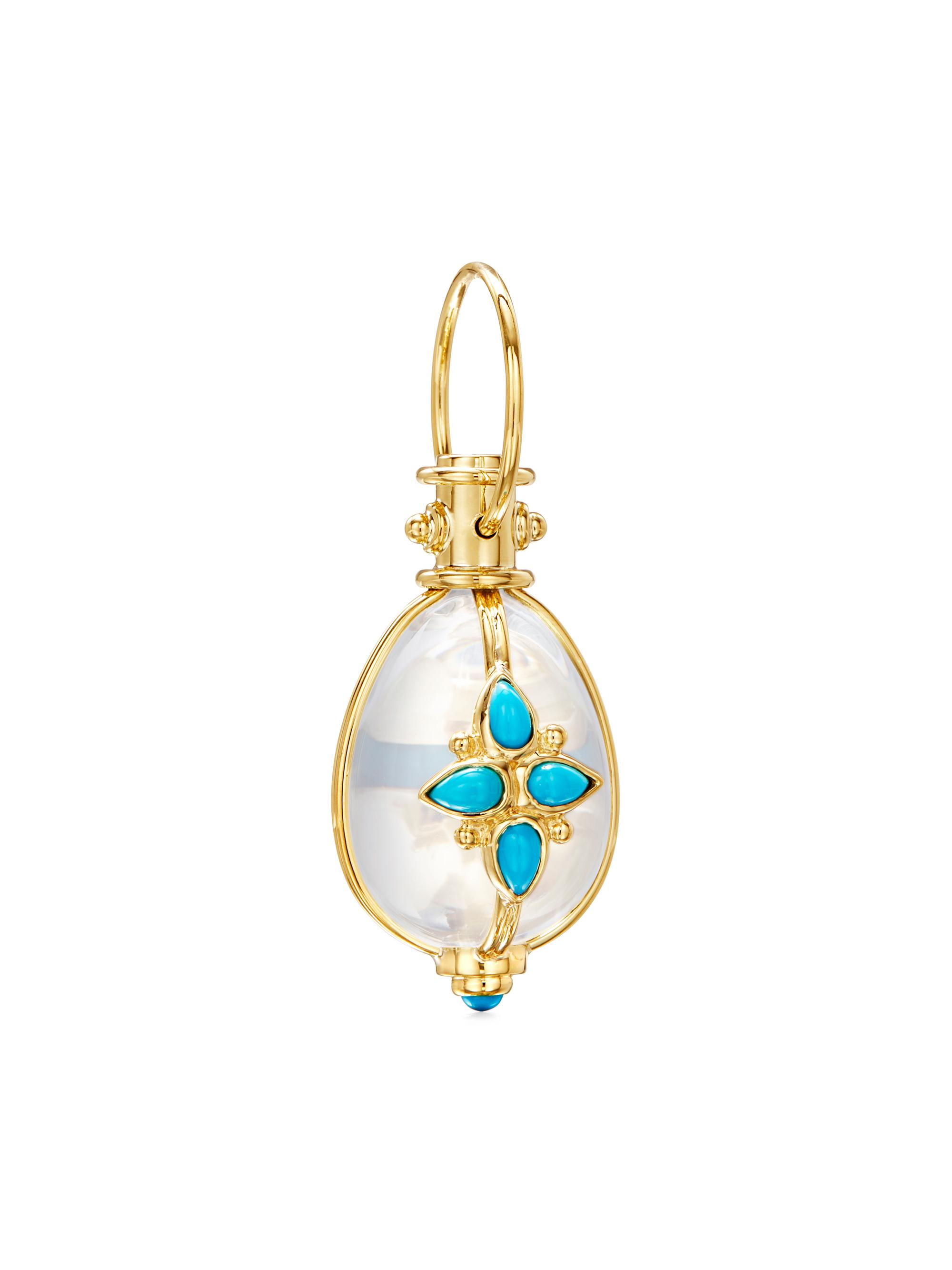 Temple St. Clair Women's Cl Color 18K Yellow Gold, Crystal & Turquoise Mandala Amulet - Turquoise