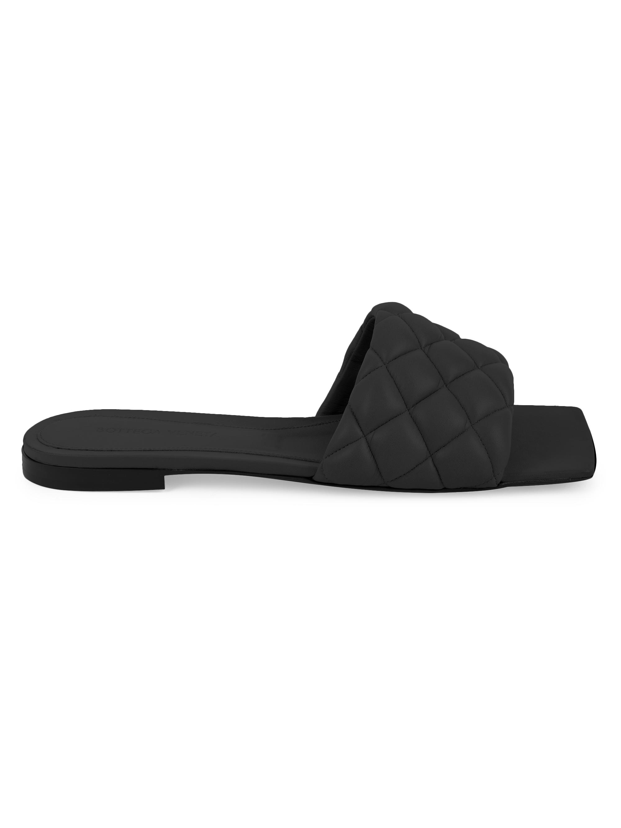 Bottega Veneta Women's Padded Leather Flat Sandals - Black