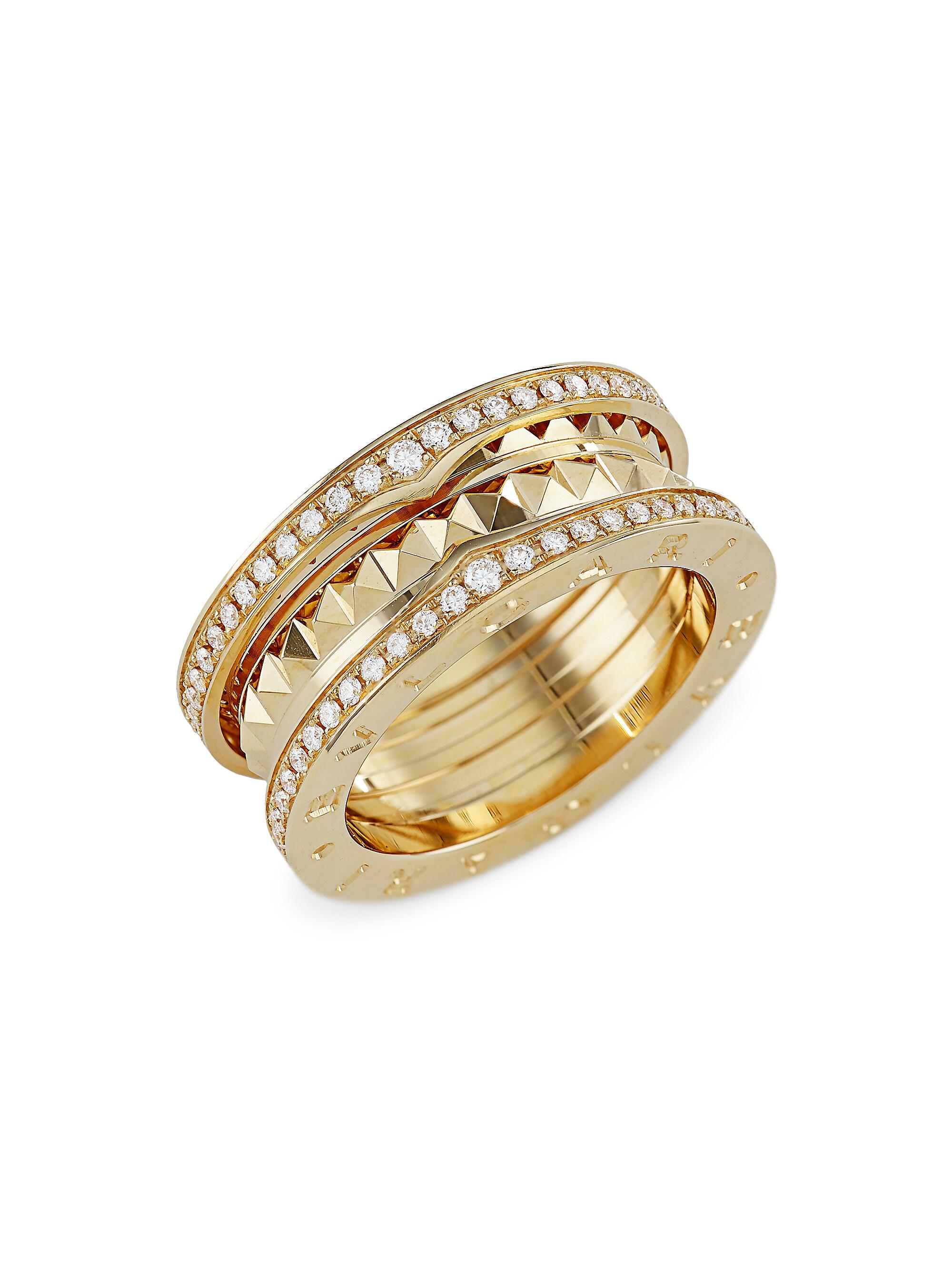BVLGARI B.zero1 Rock 18K Yellow Gold & Diamond 2-Band Ring | Saks