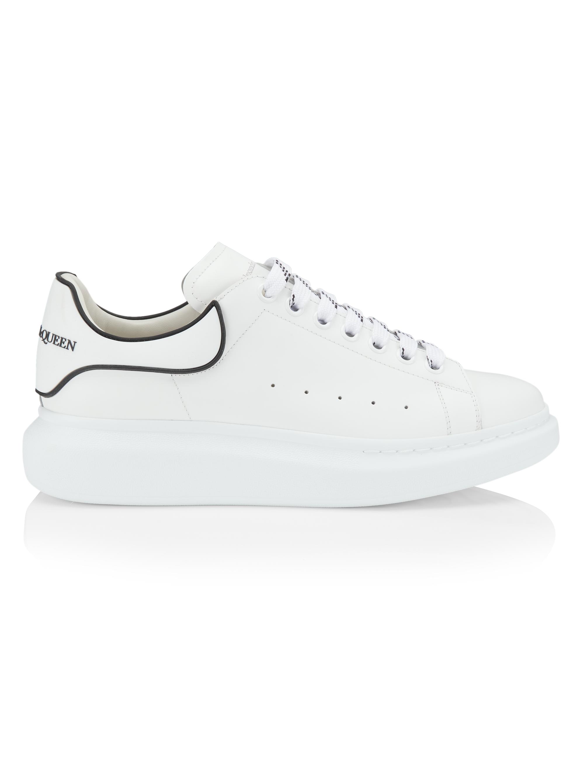 McQueen Men's Oversized Leather Platform Sneakers - White Black