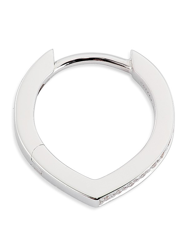 Shop Repossi Antifer 18K White Gold & Diamond Single Hoop Shop Repossi Antifer 18K White Gold & Diamond Single Hoop