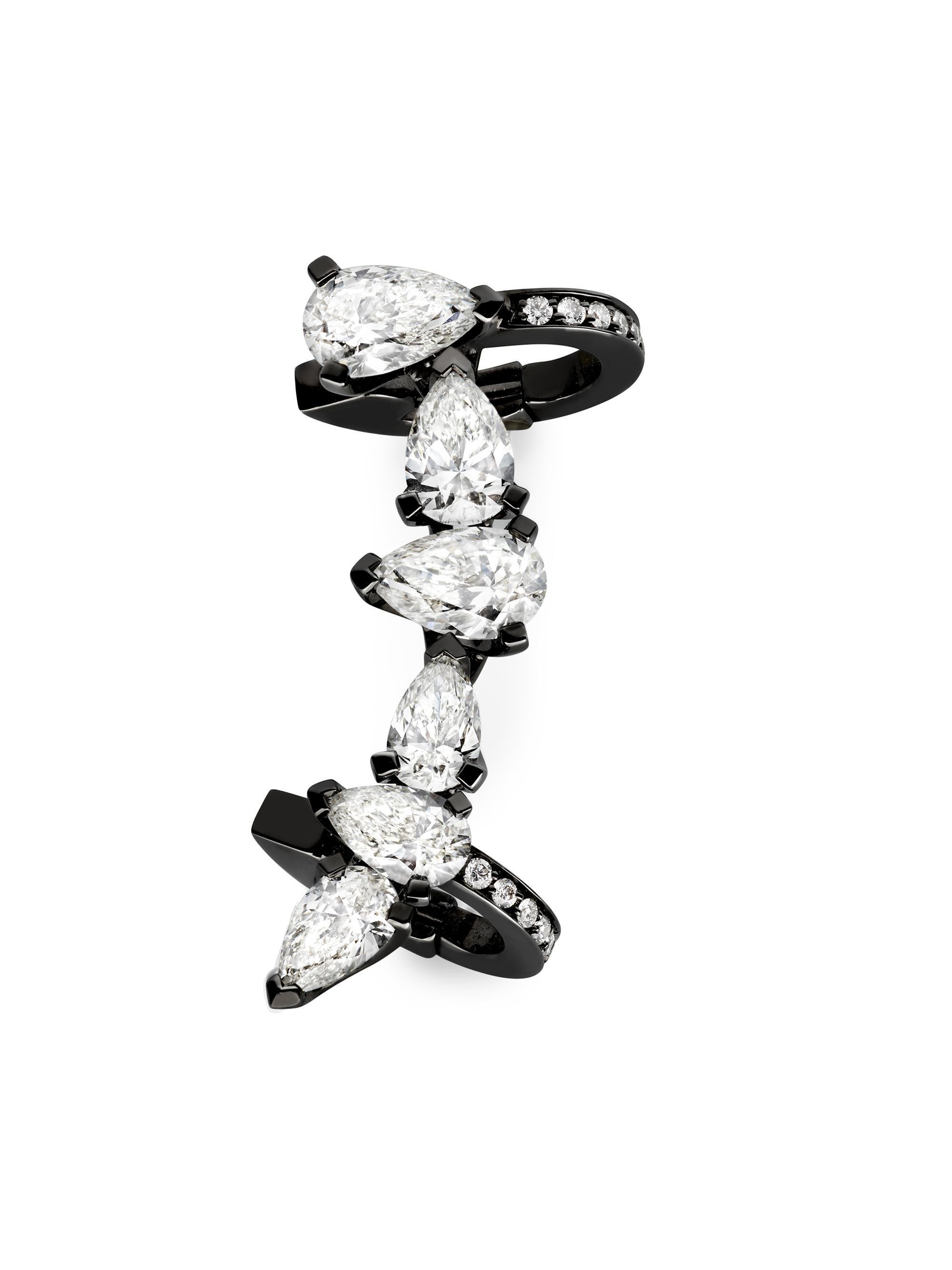 Repossi Women's Serti Sur Vide 18K Black Gold & 1.80 TCW Diamond Single Ear Cuff Or Right - Black