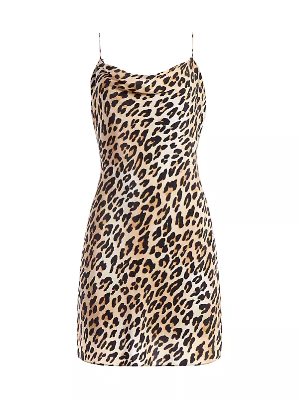 Harmony Leopard Draped Slip Mini Dress