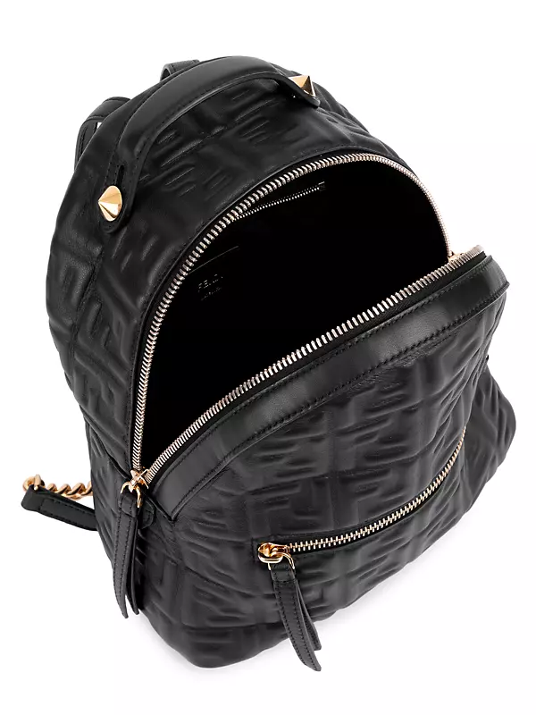 Fendi Mini Ff Leather Backpack in Black