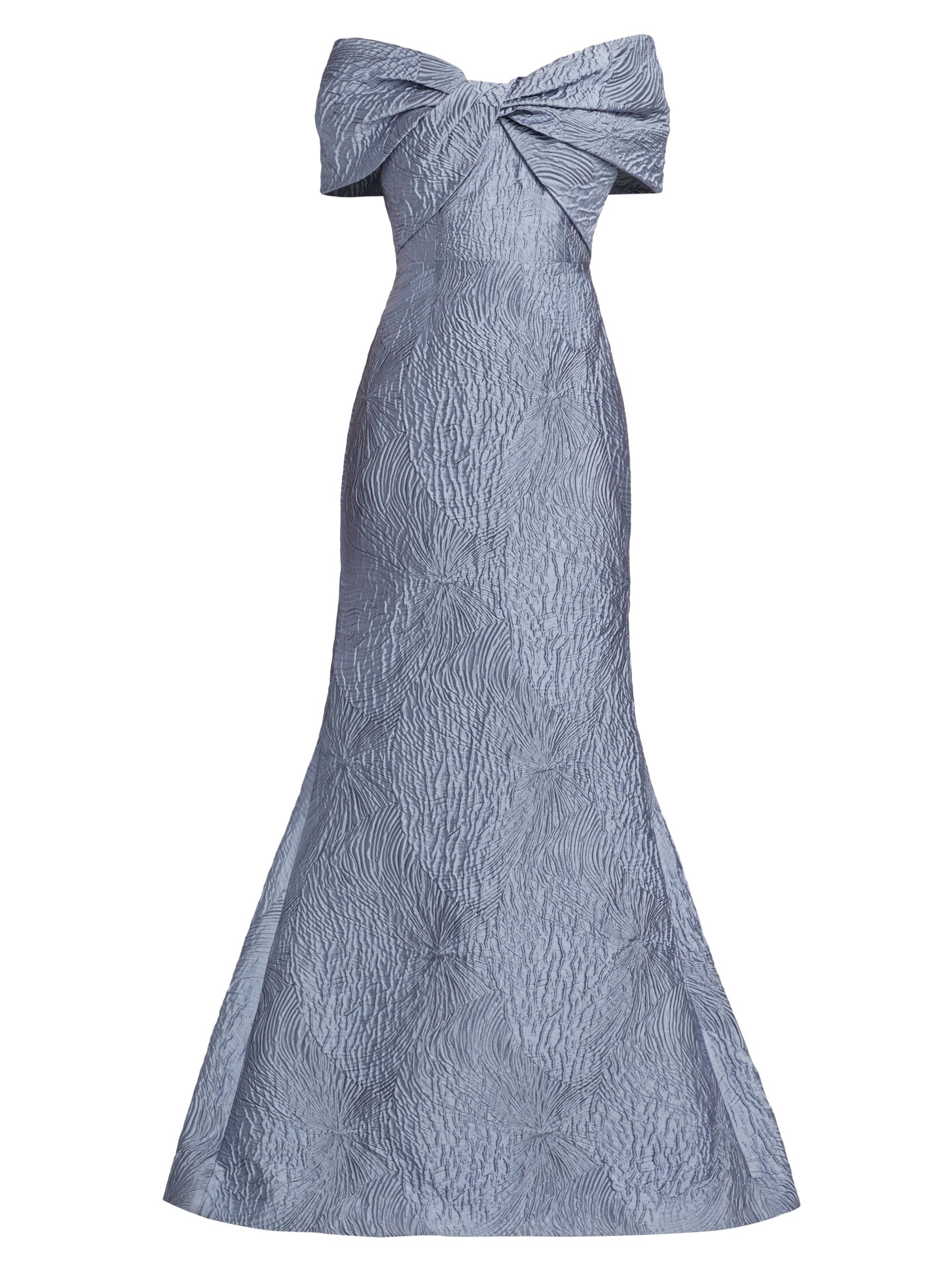 Teri Jon by Rickie Freeman Women's Off-The-Shoulder Gown - Slate