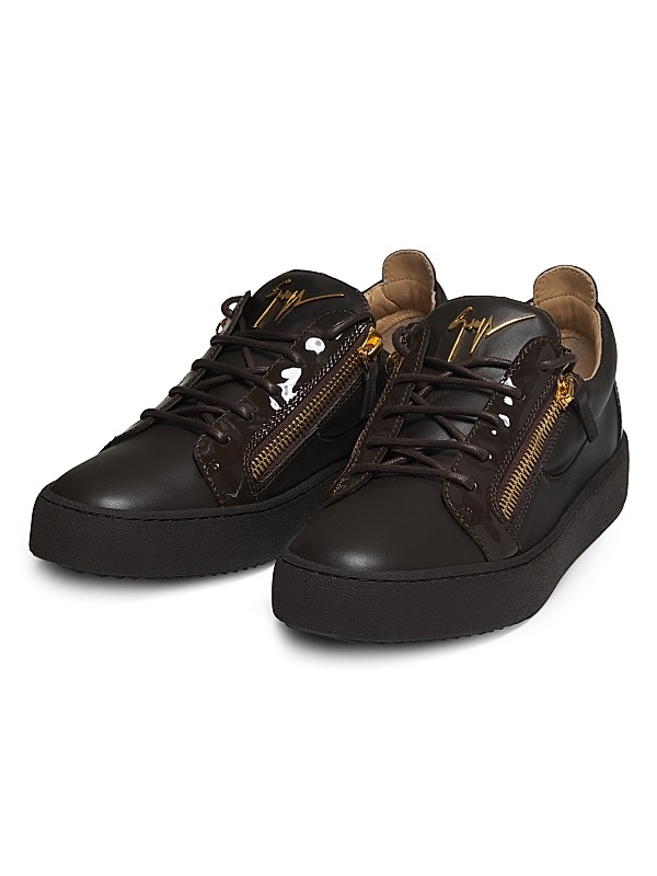 Shop Giuseppe Zanotti Briel Side Zip Leather Low-Top Shop Giuseppe Zanotti Briel Side Zip Leather Low-Top