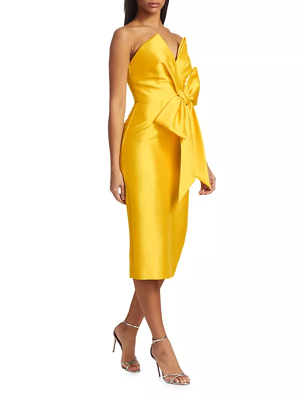 Strapless Front Bow Sheath Cocktail Dress