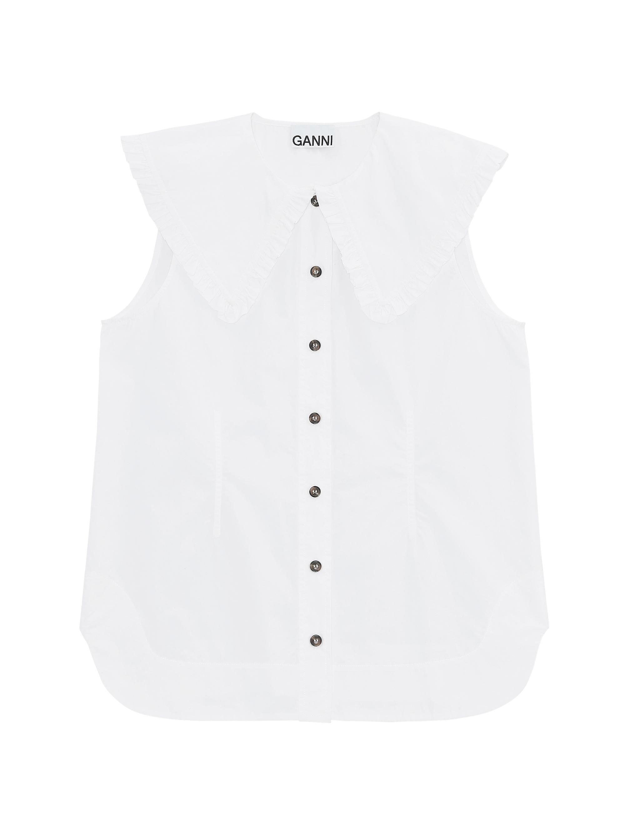 Ganni Women's Puritan Collar Sleeveless Blouse - White