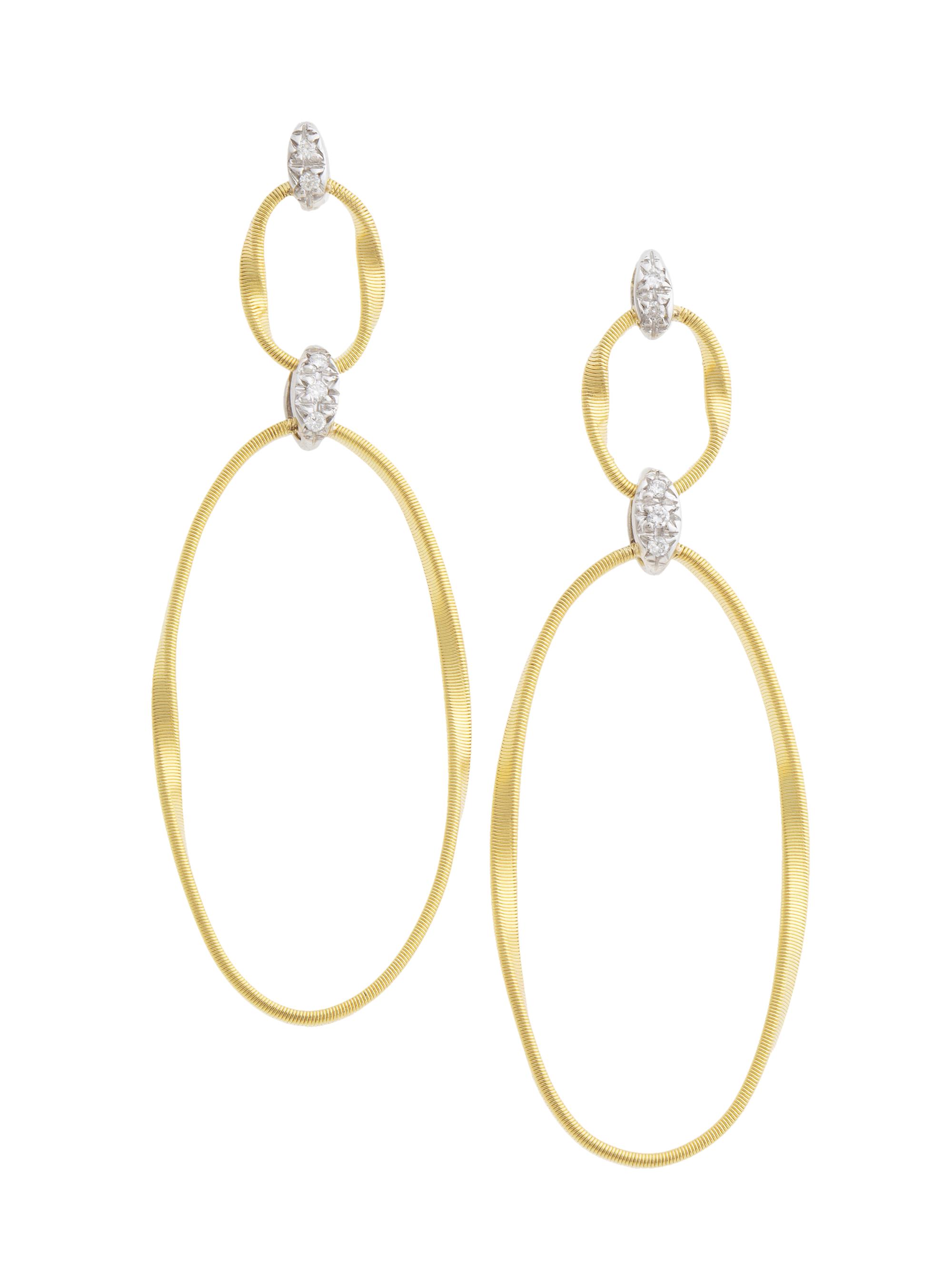 Marco Bicego Women's Marrakech Onde 18K Yellow Gold & Diamond Coil Double-Drop Hoop Post Earrings - Yellow Gold
