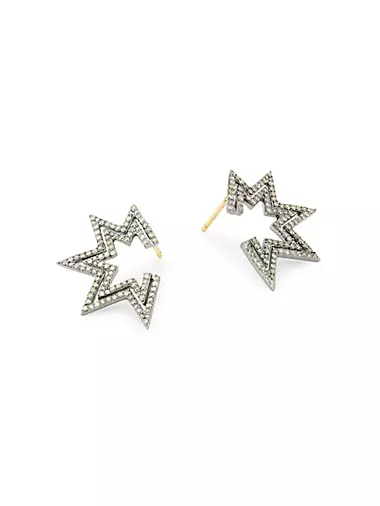 Black Rhodium-Plated & Diamond Star Earrings