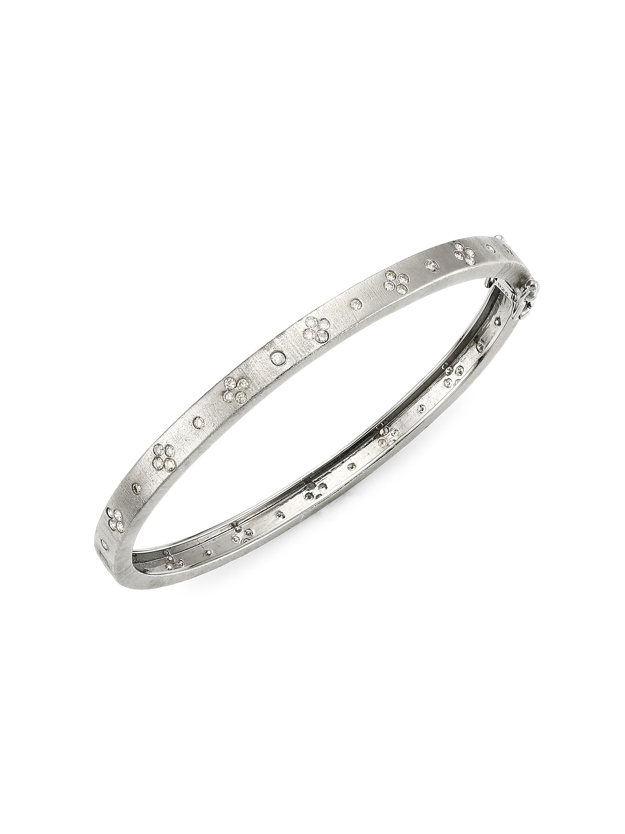 Nina Gilin Women's Black Rhodium-Plated & Diamond Bangle Bracelet - Silver