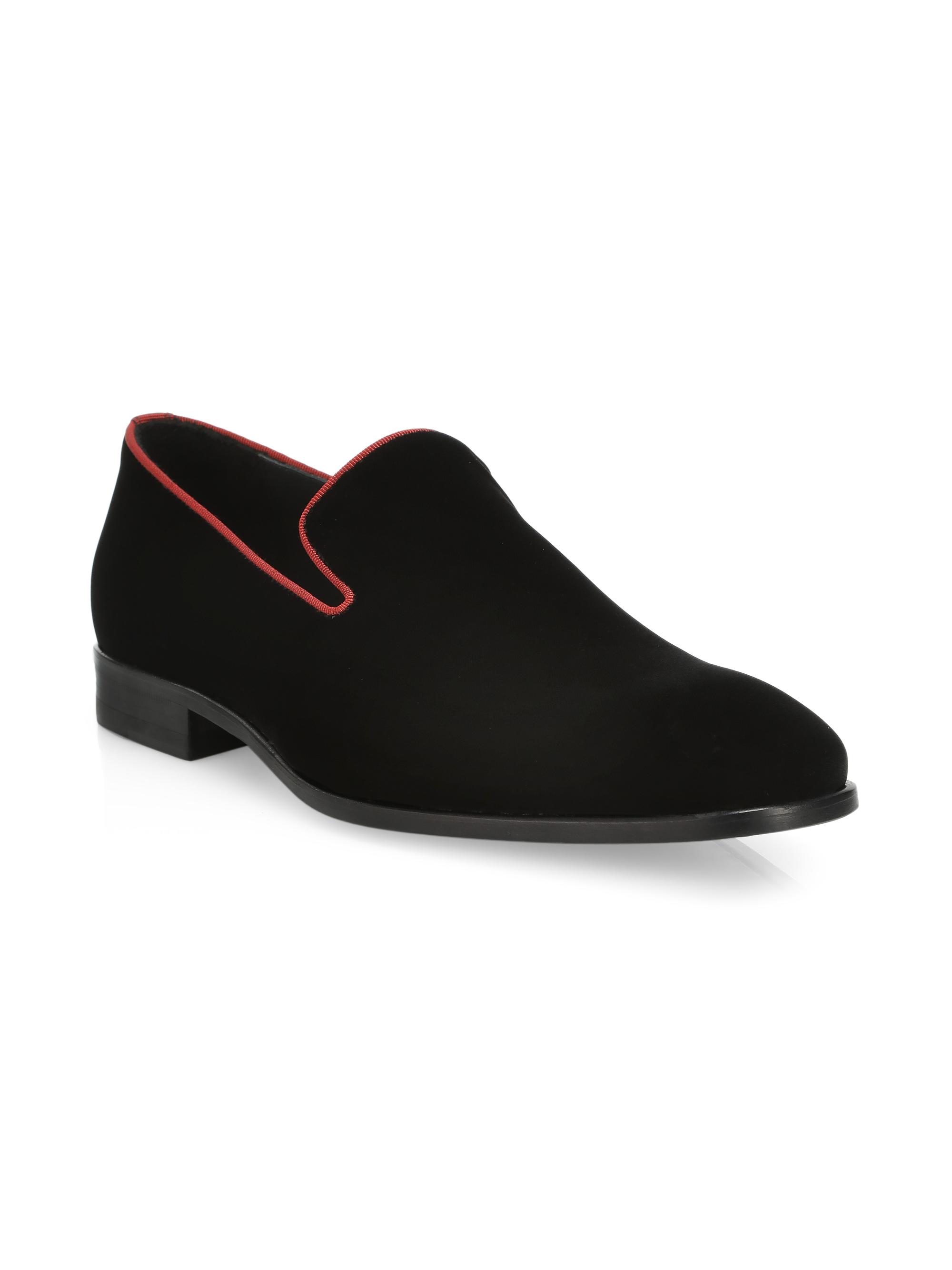 Saks Fifth Avenue COLLECTION Piping-Trim Velvet Loafers  display picture 2
