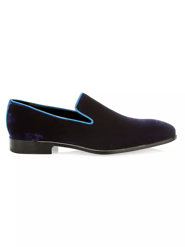 Men's Blue Velvet Loafers Shoes