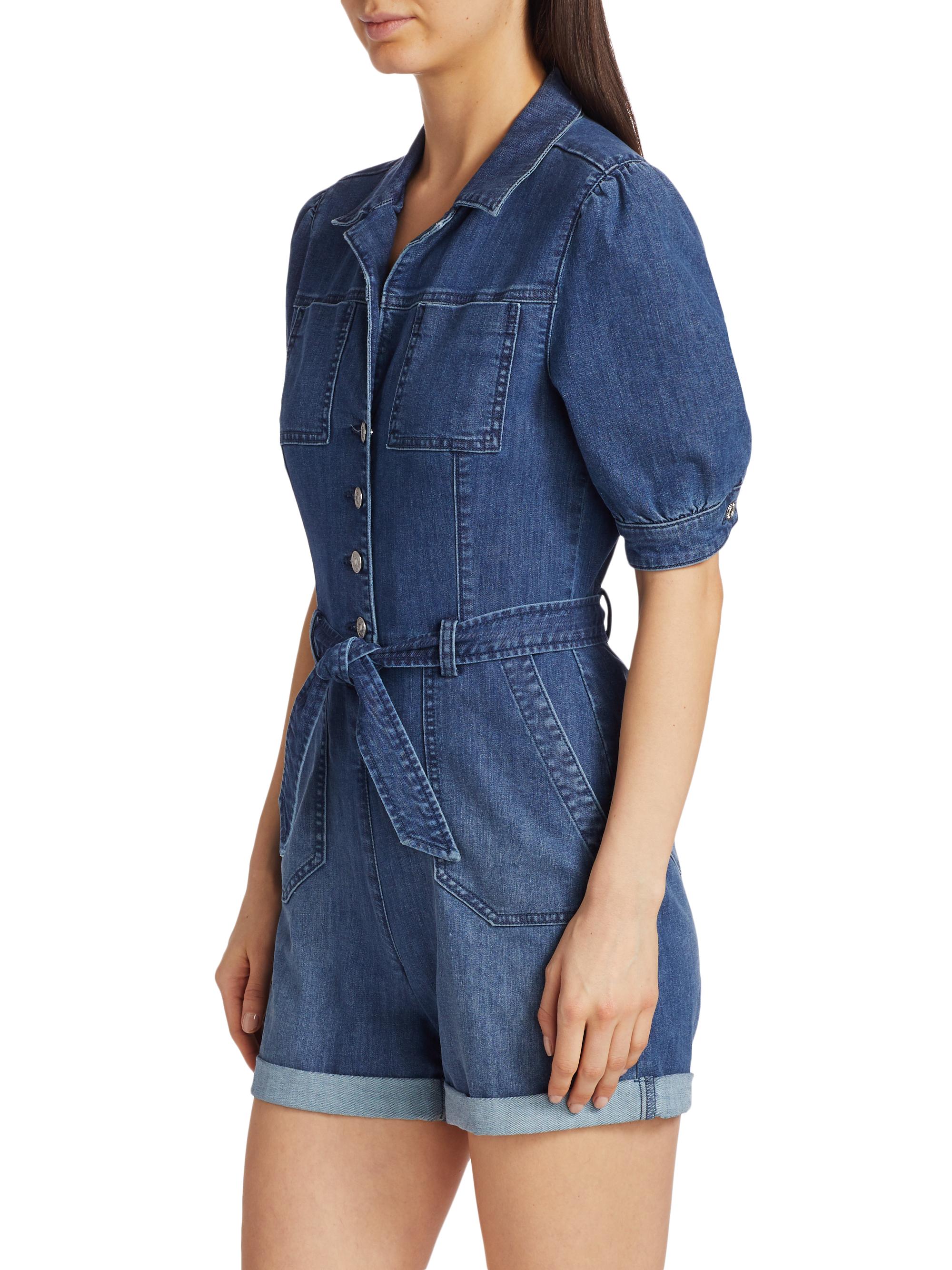 Paige Mayslie Denim Romper | Saks Fifth Avenue