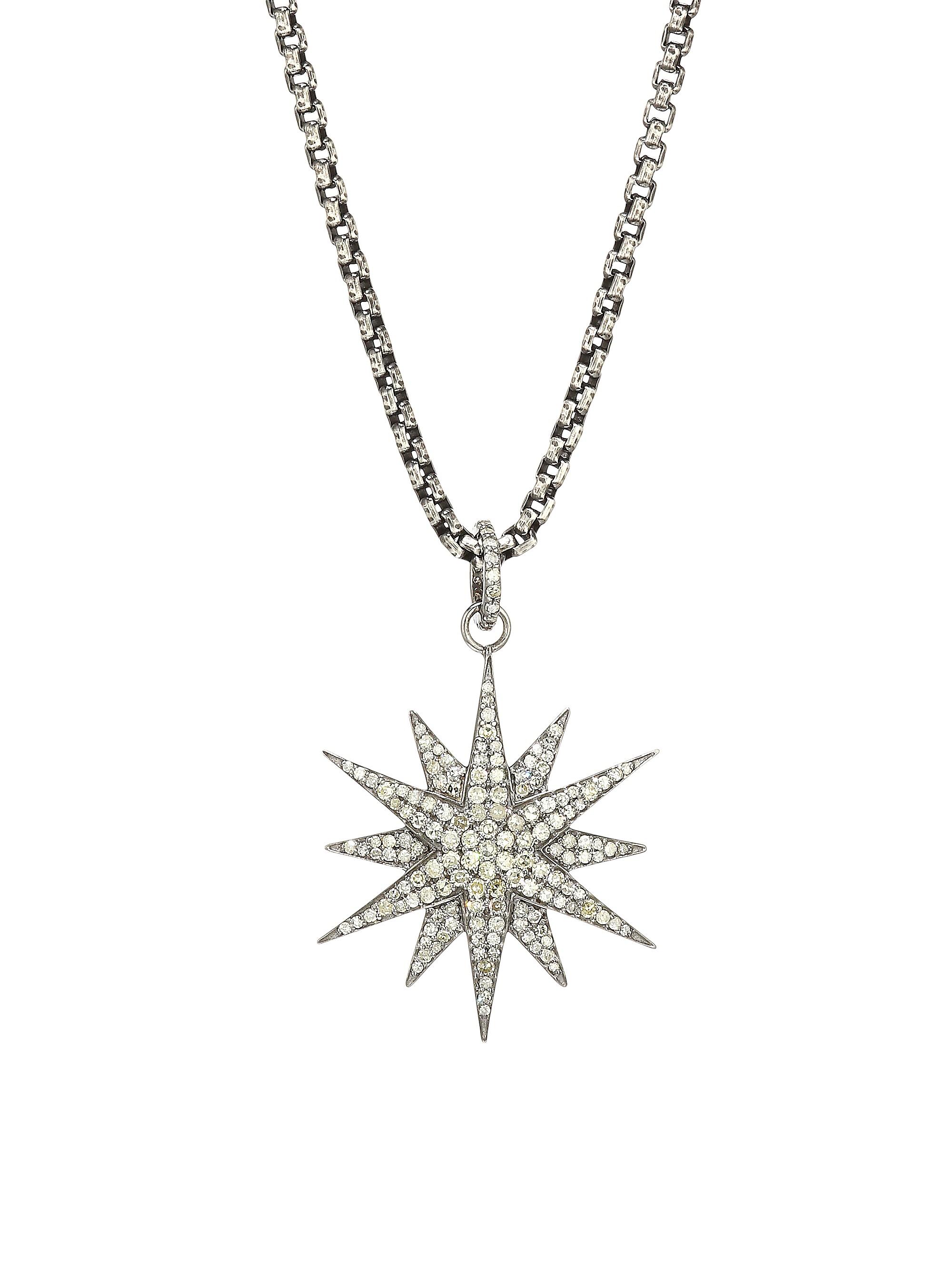 Nina Gilin Women's Black Rhodium-Plated & Diamond Star Pendant Necklace - Silver