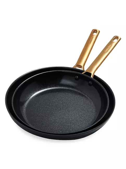 The Cookware Company GreenPan Reserve Nonstick 5-Piece Cookware Set in  Black with Gold-Tone Handles