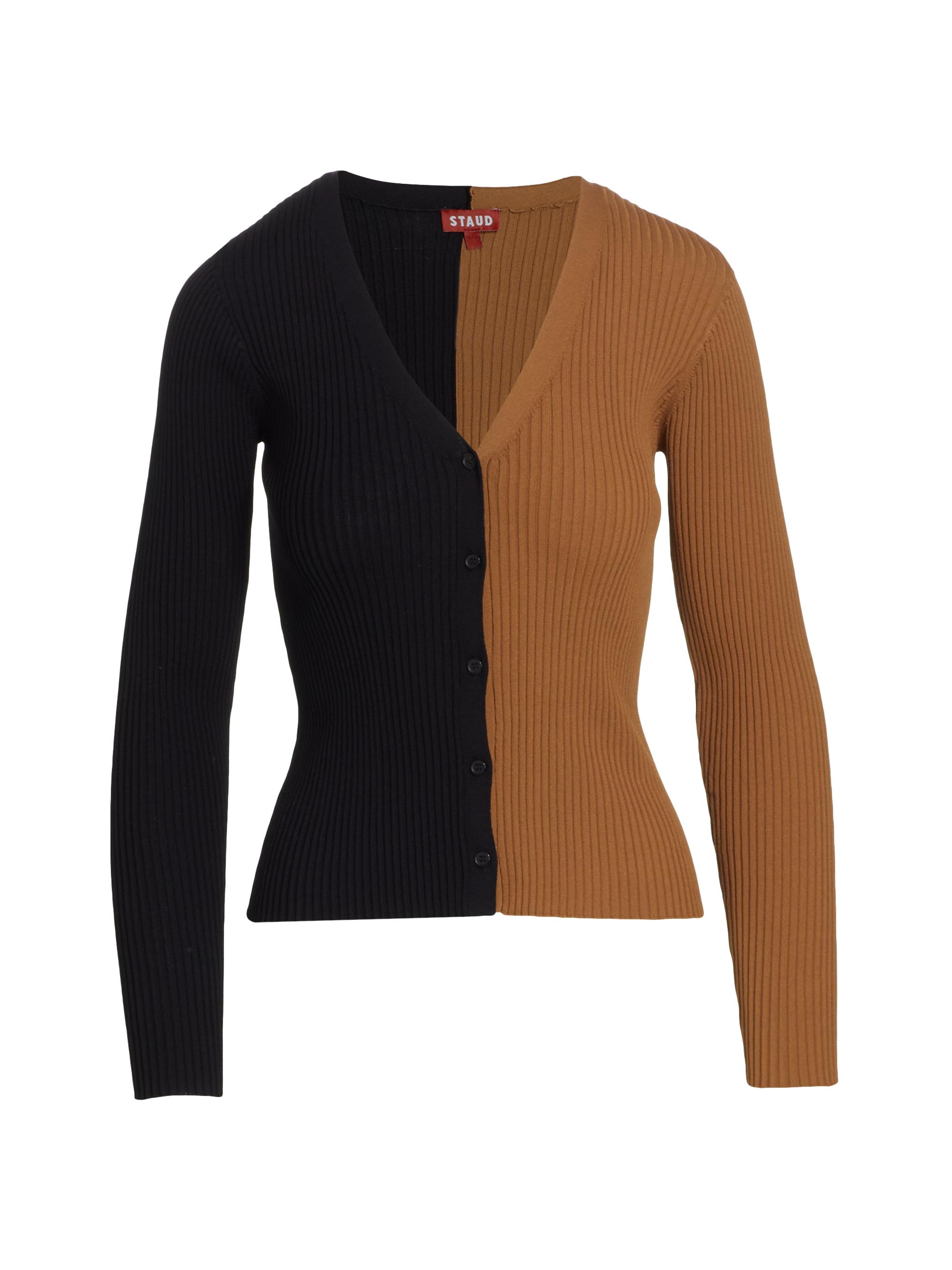 Staud Women's Cargo Colorblock Cardigan - Tan Black