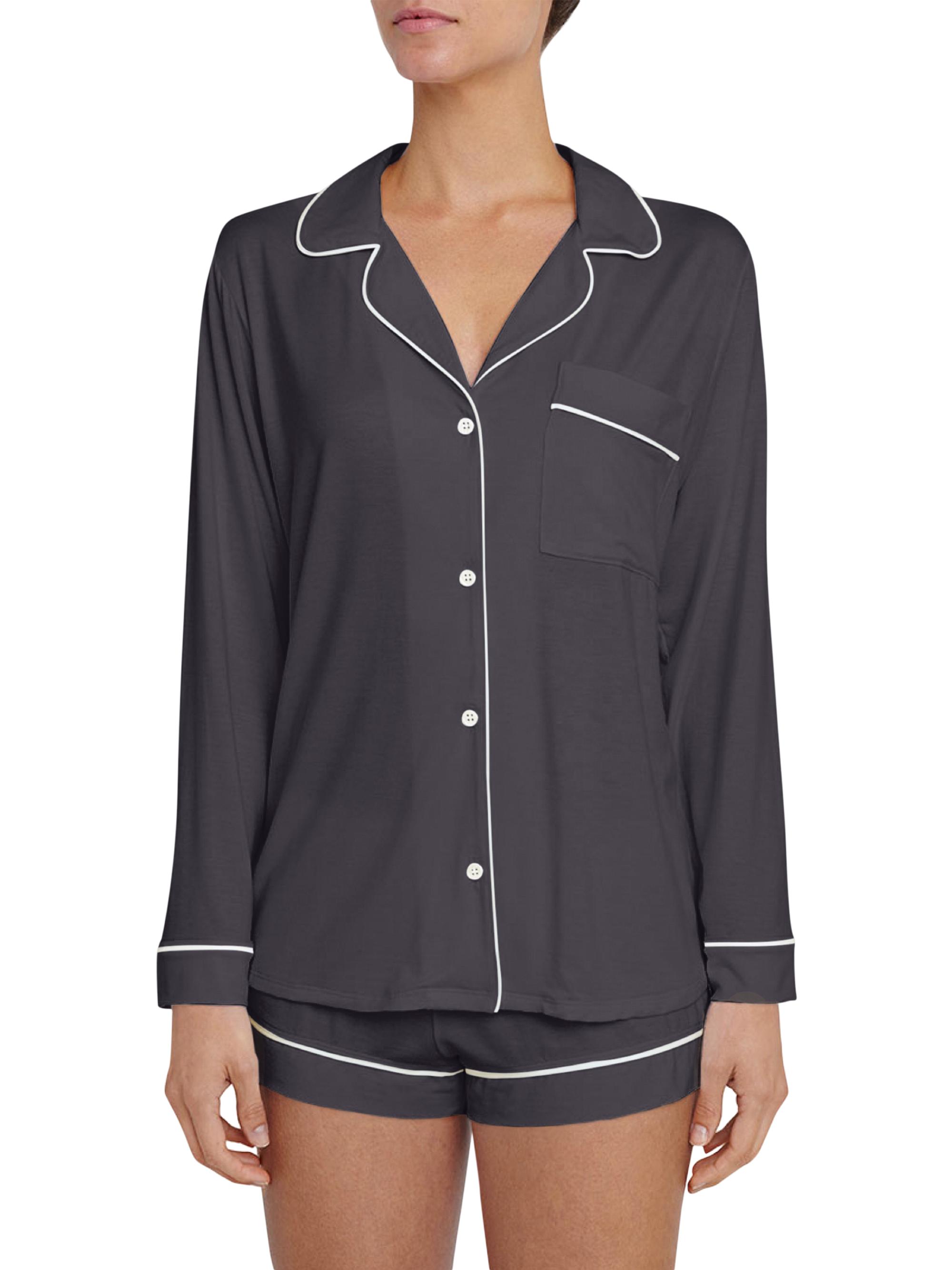 Eberjey Women's Gisele 2-Piece Piped Pajama Set - Graphite