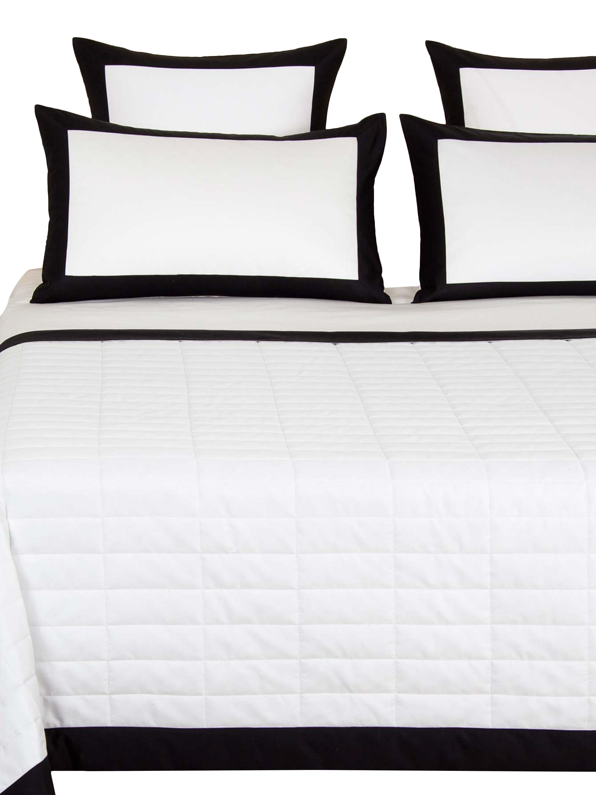 Frette Rectangular 300 Thread Count Cotton Sateen Quilt - Milk Black King